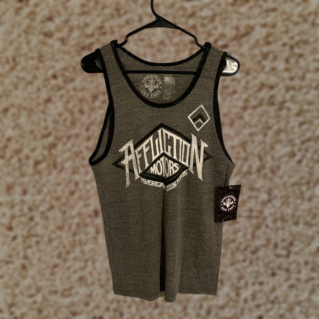 Affliction Affliction Motors American Customs Made in USA Gray Tank Top Shirt -Mens M -New Size US M / EU 48-50 / 2 - 1 Thumbnail