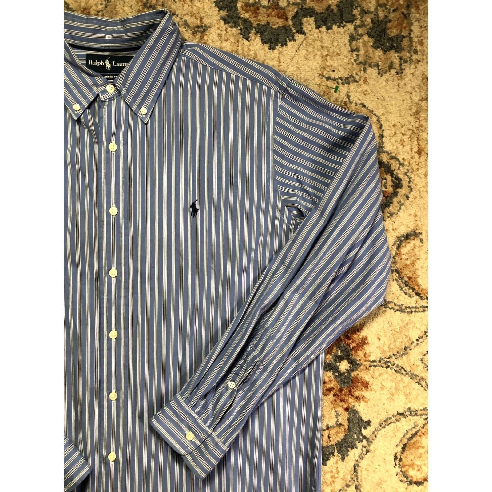Ralph Lauren Ralph Lauren Shirt Mens XL Blue Stripe Classic Fit Long Sleeve Button Down Size US XL / EU 56 / 4 - 4 Thumbnail