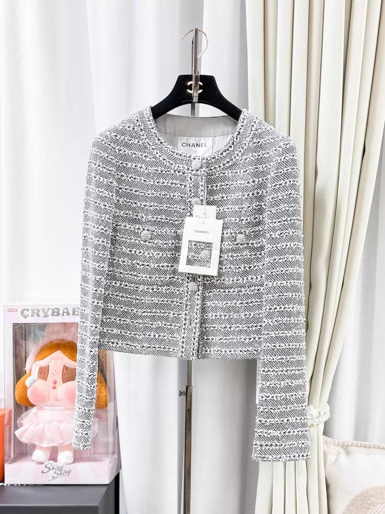 Chanel Chanel Striped tweed knitted jacket Size XXS / US 00 / IT 34 - 1 Thumbnail