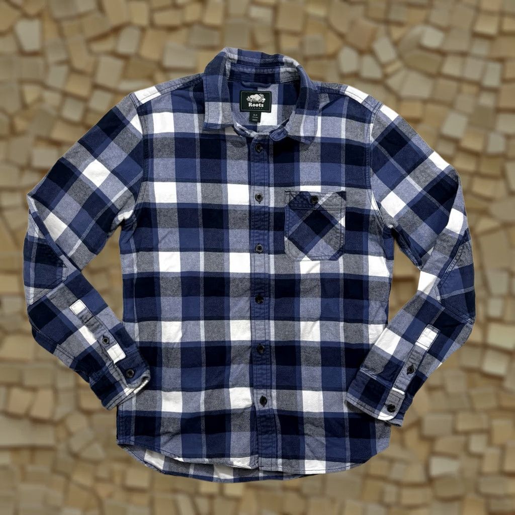 Roots Roots Button-Up Shirt Mens Size S Blue Plaid Flannel Cotton Pocket Long Sleeve Button-Down Size US S / EU 44-46 / 1 - 1 Thumbnail