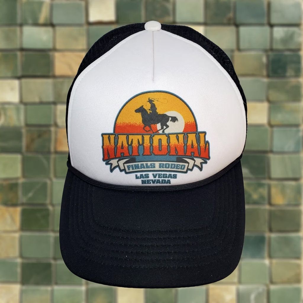 Vintage Mens Western Trucker Hat - Rodeo Championship Las Vegas Black Adjustable One Size Hat Size ONE SIZE - 1 Thumbnail