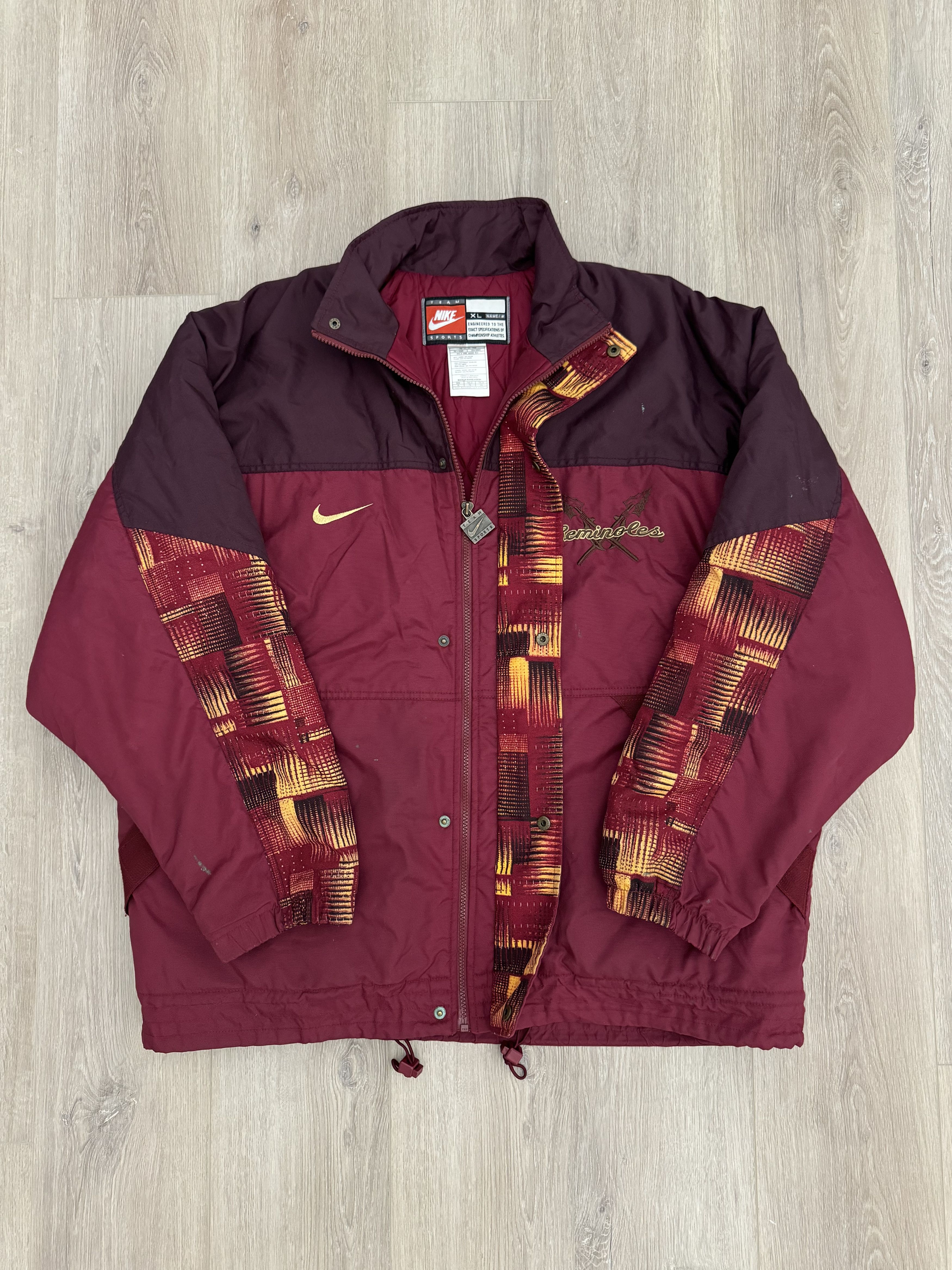 Nike × Vintage 90s NIKE FLORIDA STATE SEMINOLES PUFFER JACKET SMALL CHECK Size US XL / EU 56 / 4 - 1 Thumbnail