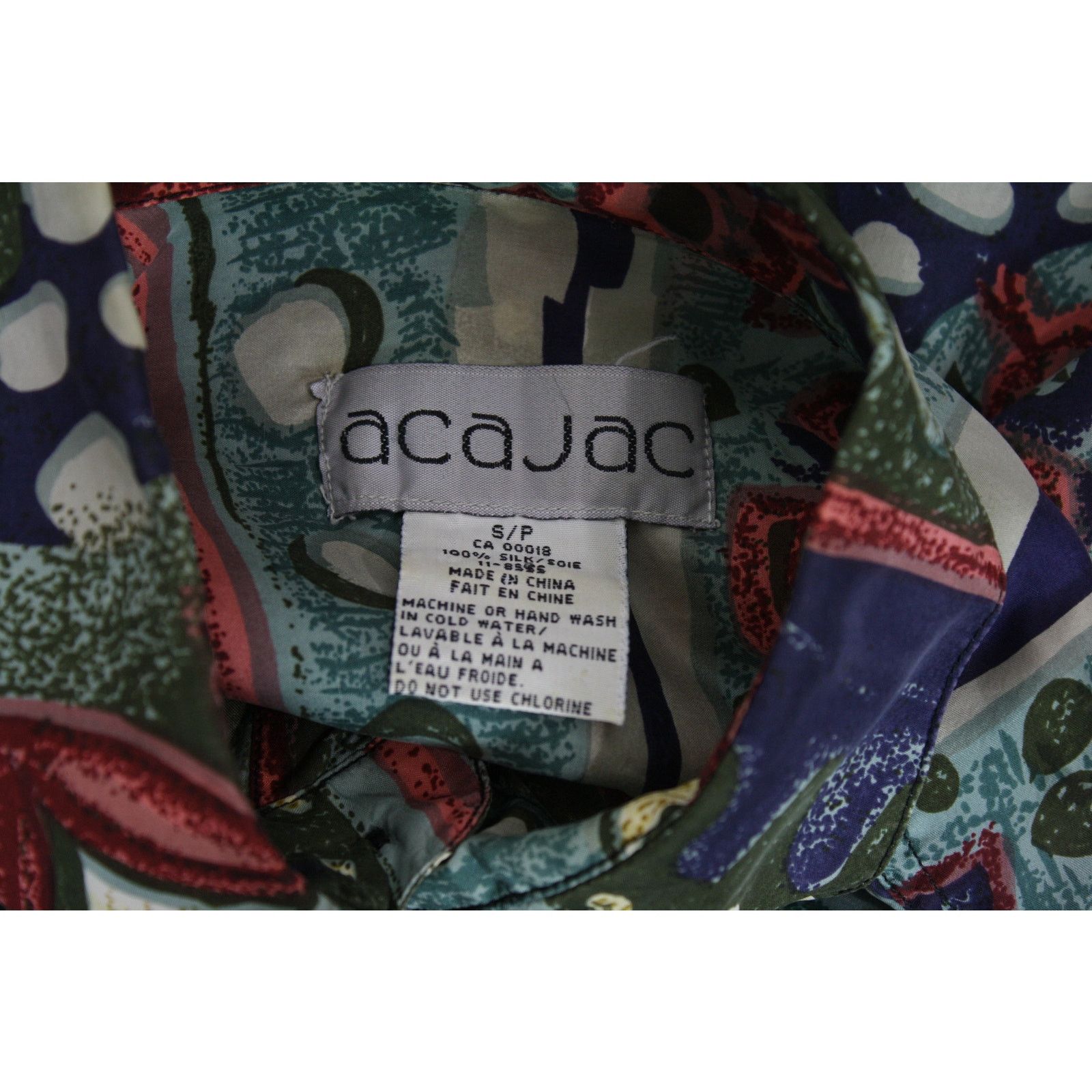 Vintage Acajac Silk Shirt Mens S Abstract Retro Button Up 90s Style Size US S / EU 44-46 / 1 - 5 Thumbnail