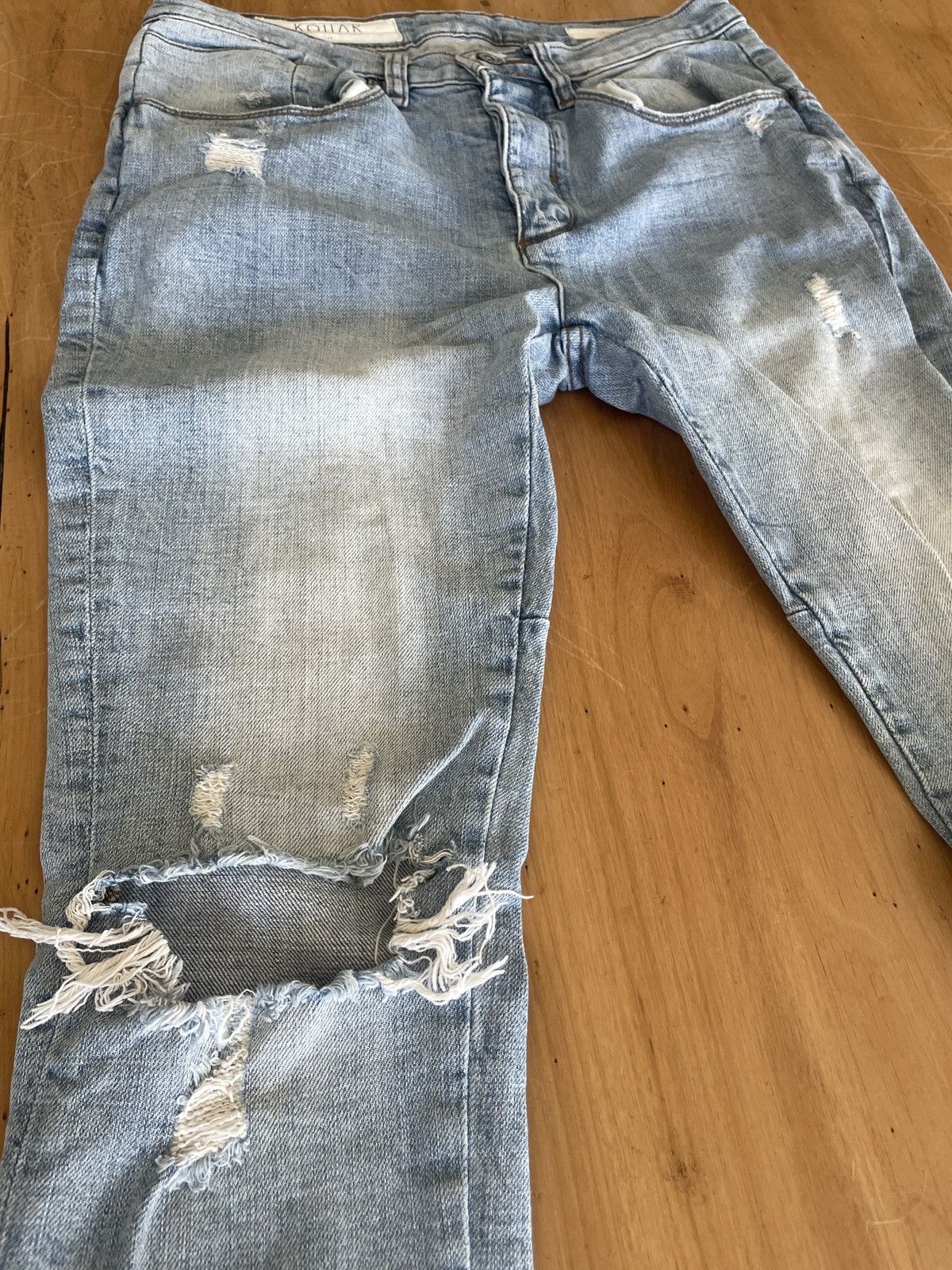 Kollar Clothing Light Blue skinny denim with distressing Size US 32 / EU 48 - 2 Thumbnail