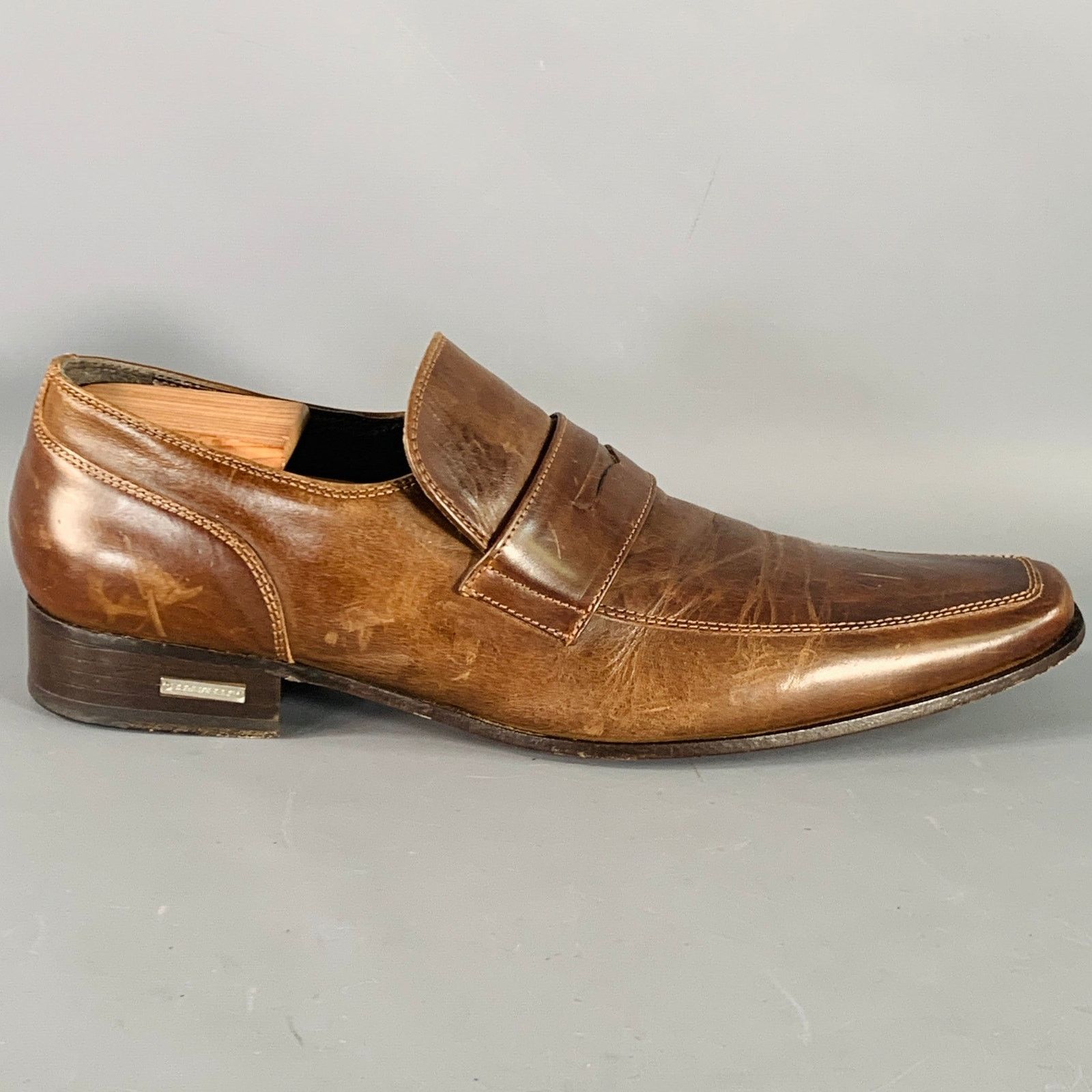 Dsquared2 DSQUARED2 Size 12 Brown Leather Square Toe Penny Loafers Size US 12 / EU 45 - 2 Thumbnail