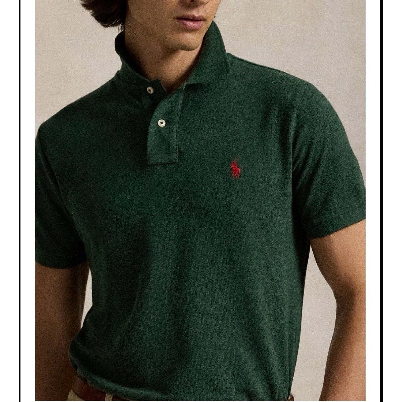 Polo Ralph Lauren NWT Polo Ralph Lauren Men's Mesh Polo Custom Slim Fit Green Size US L / EU 52-54 / 3 - 7 Thumbnail