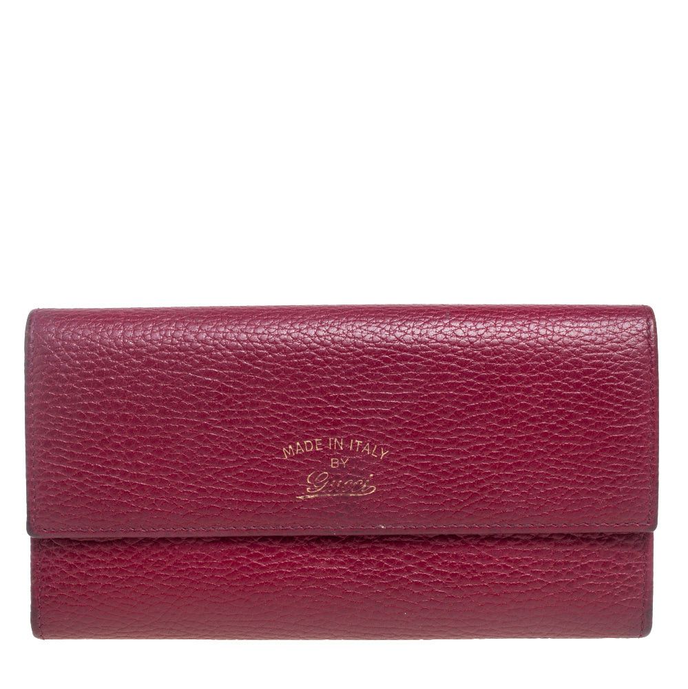 image of Gucci Burgundy Leather Swing Continental Wallet in Black, Women's
