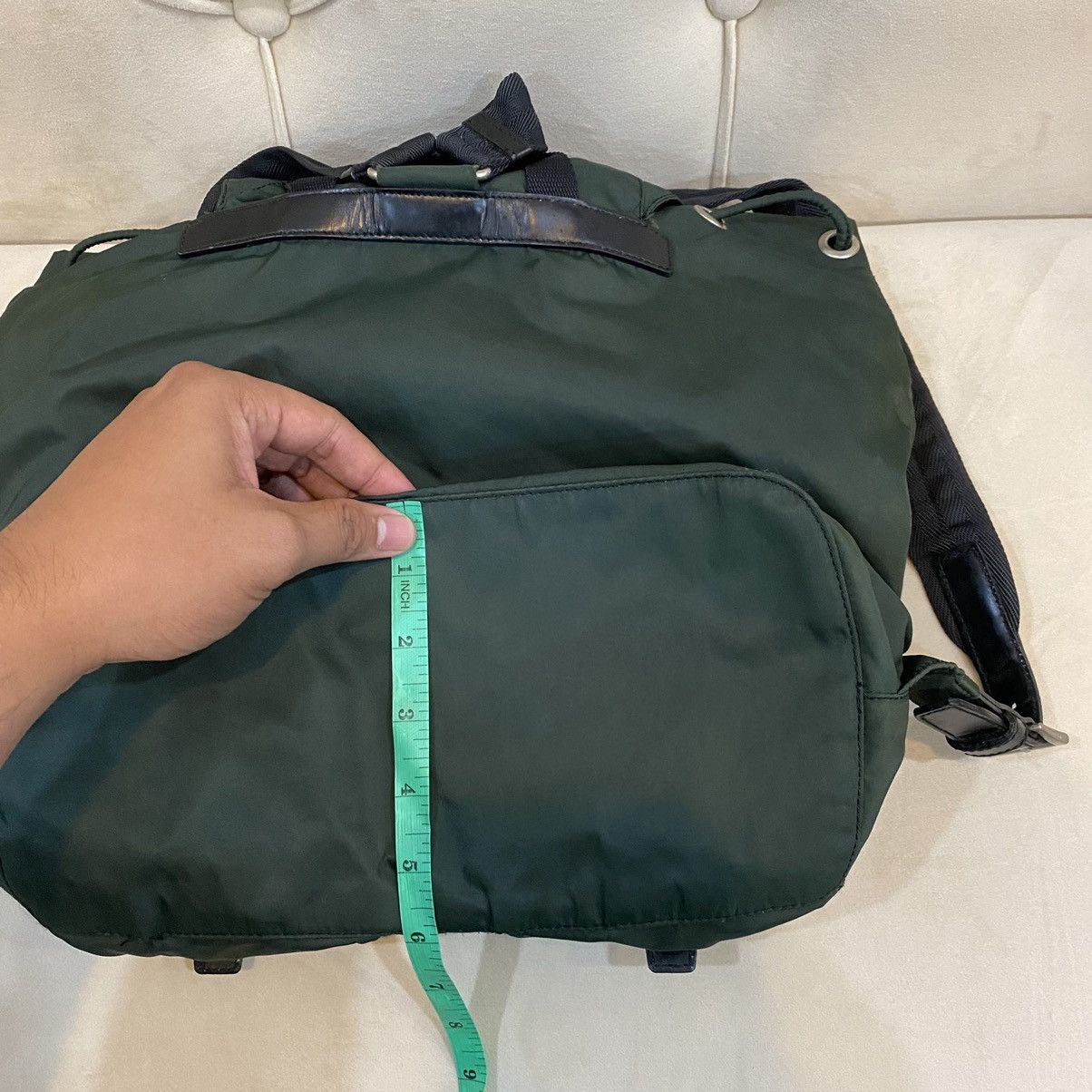 Prada × Vintage Vintage Prada Green Nylon Vela Backpack Size ONE SIZE - 20 Thumbnail