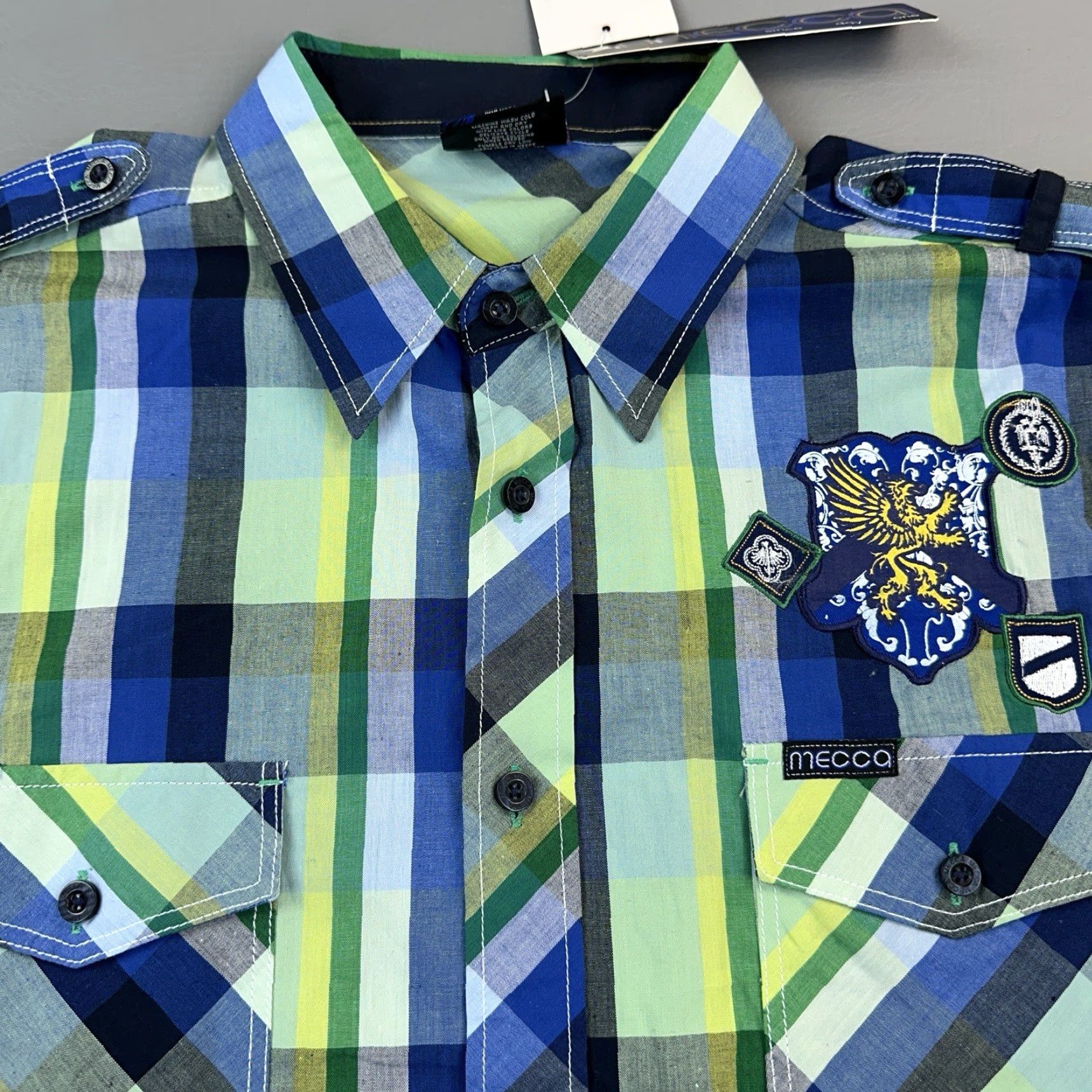 Vintage VINTAGE Mecca Shirt Mens XL Green Plaid Button-Up Embroidered Hip Hop Y2K NWT Size US XL / EU 56 / 4 - 6 Thumbnail