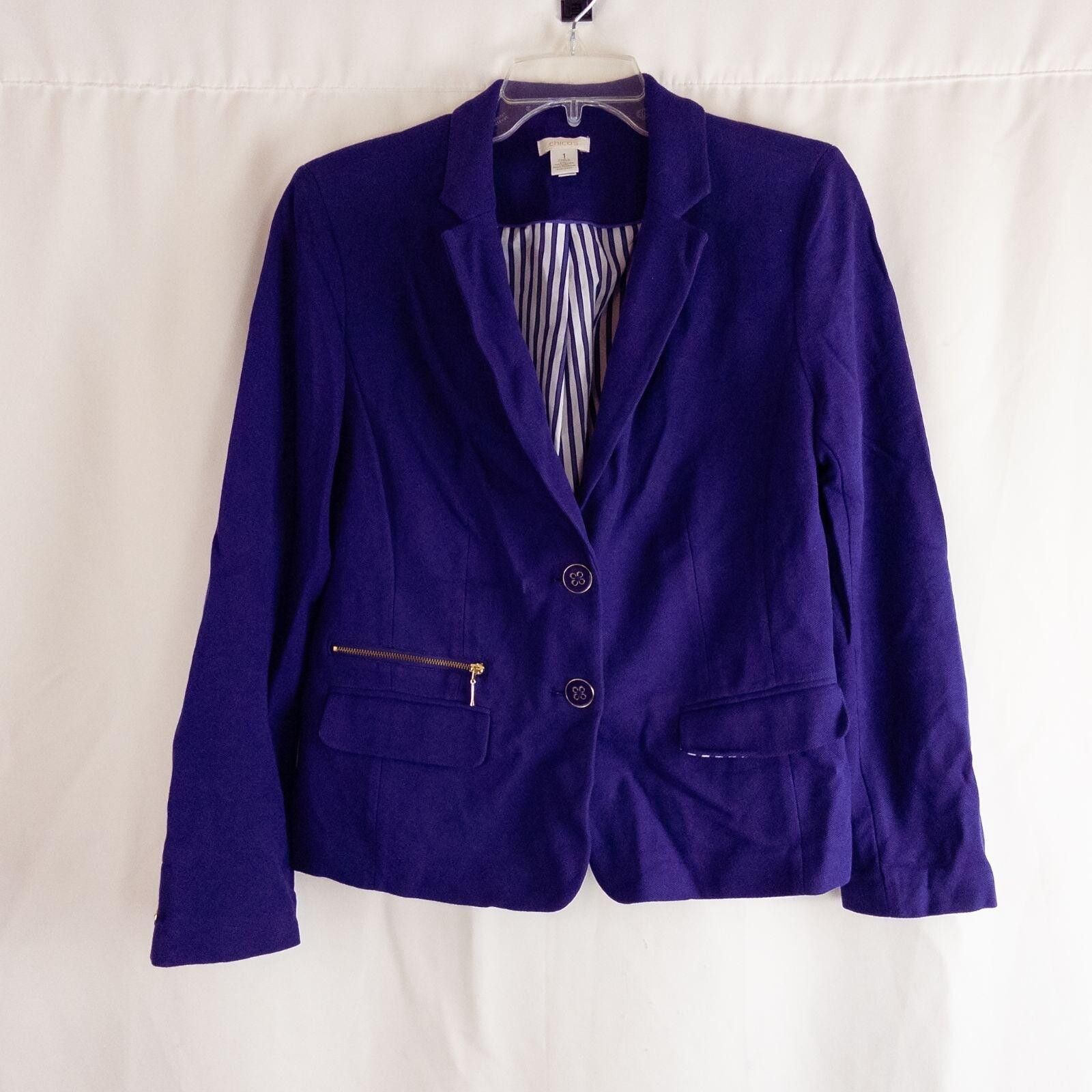 Chicos Chicos Dark Purple Solid Blazer Womens 1 Xsmall Size XS / US 0-2 / IT 36-38 - 3 Thumbnail