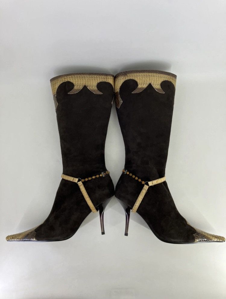 Vintage Suede leather knee high boots El Dantes snake print Y2K Size US 9 / IT 39 - 2 Thumbnail