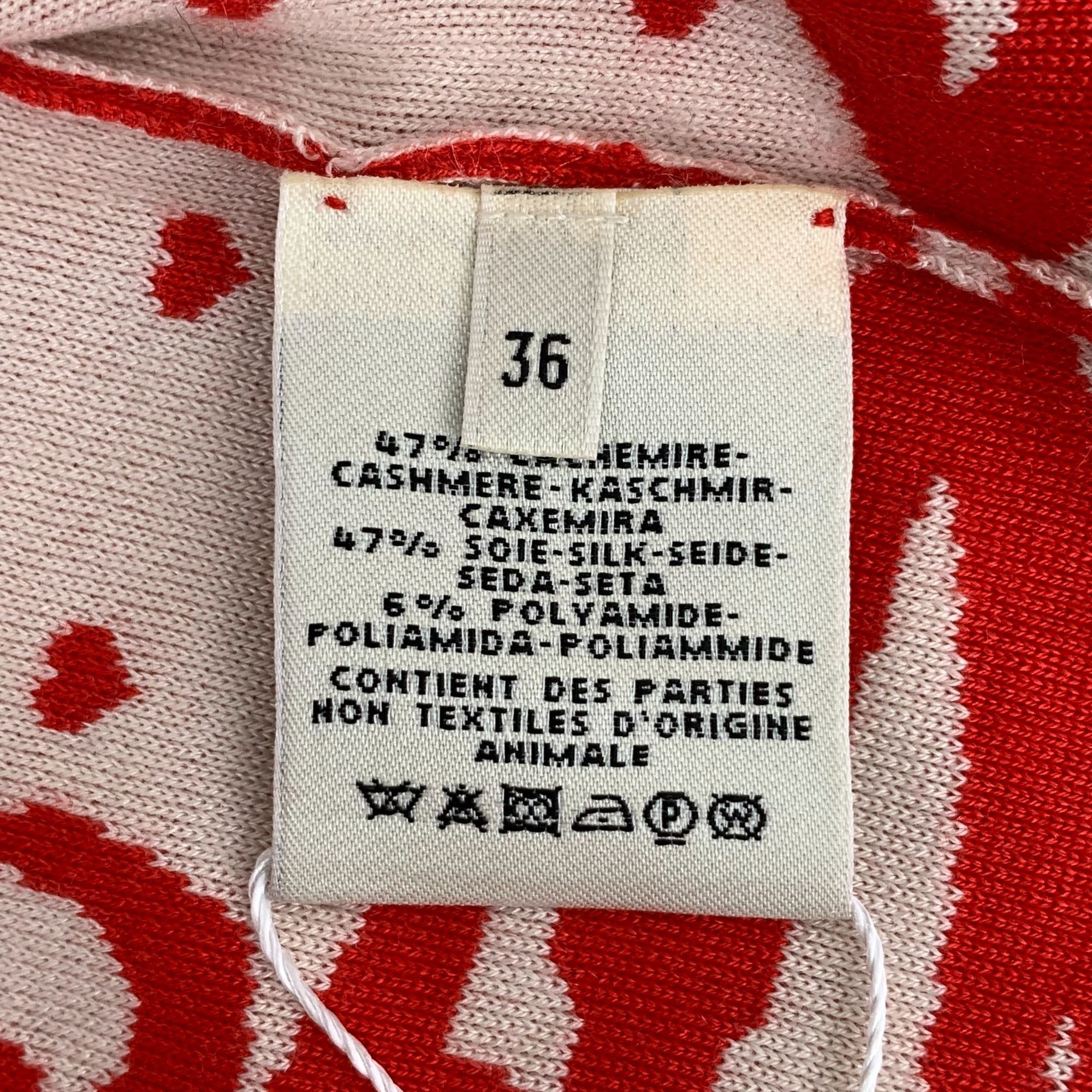 Hermes Hermès Paris Womens Red & Beige Cashmere/Silk Cardigan Sweat Size XS / US 0-2 / IT 36-38 - 6 Thumbnail