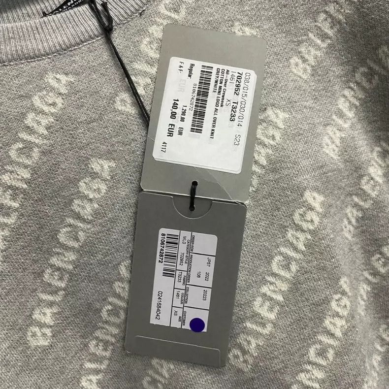 Balenciaga Balenciaga Grey knitted sweater with full printed logo Size US XS / EU 42 / 0 - 7 Thumbnail
