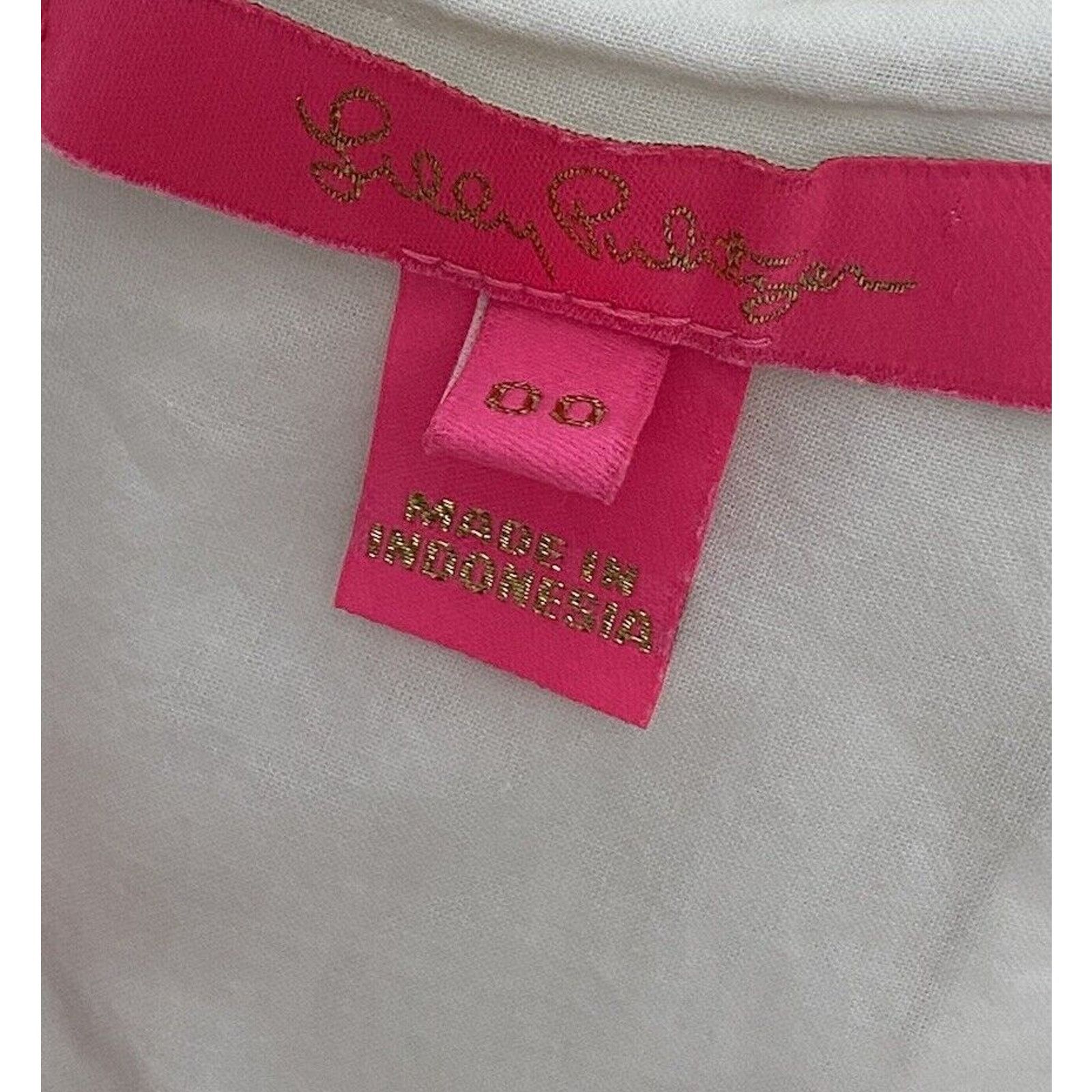 Lilly Pulitzer Lilly Pulitzer White Blue Cotton Emie Ruffle Peplum Top Size XXS / US 00 / IT 34 - 4 Thumbnail