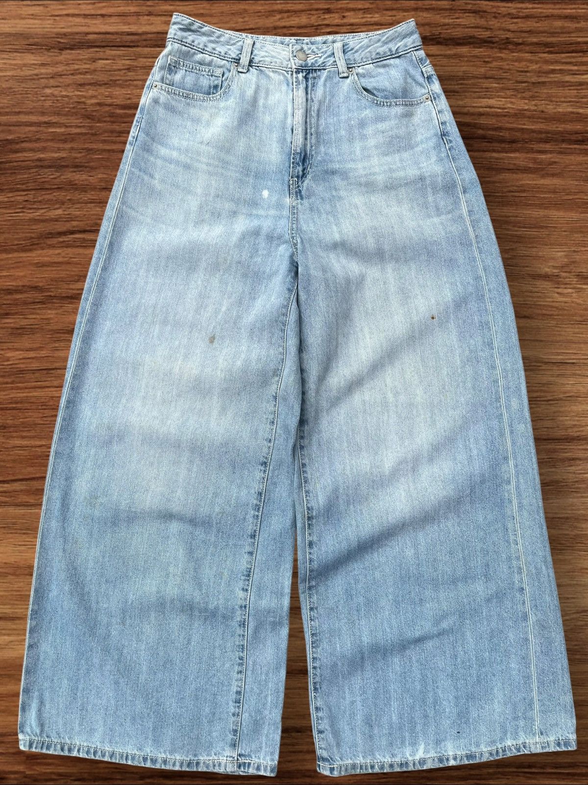 GU × Japanese Brand × Uniqlo Vintage Japanese Brand GU Super Wide Leg Blue Washed Jeans Size 26" / US 2 / IT 38 - 1 Thumbnail