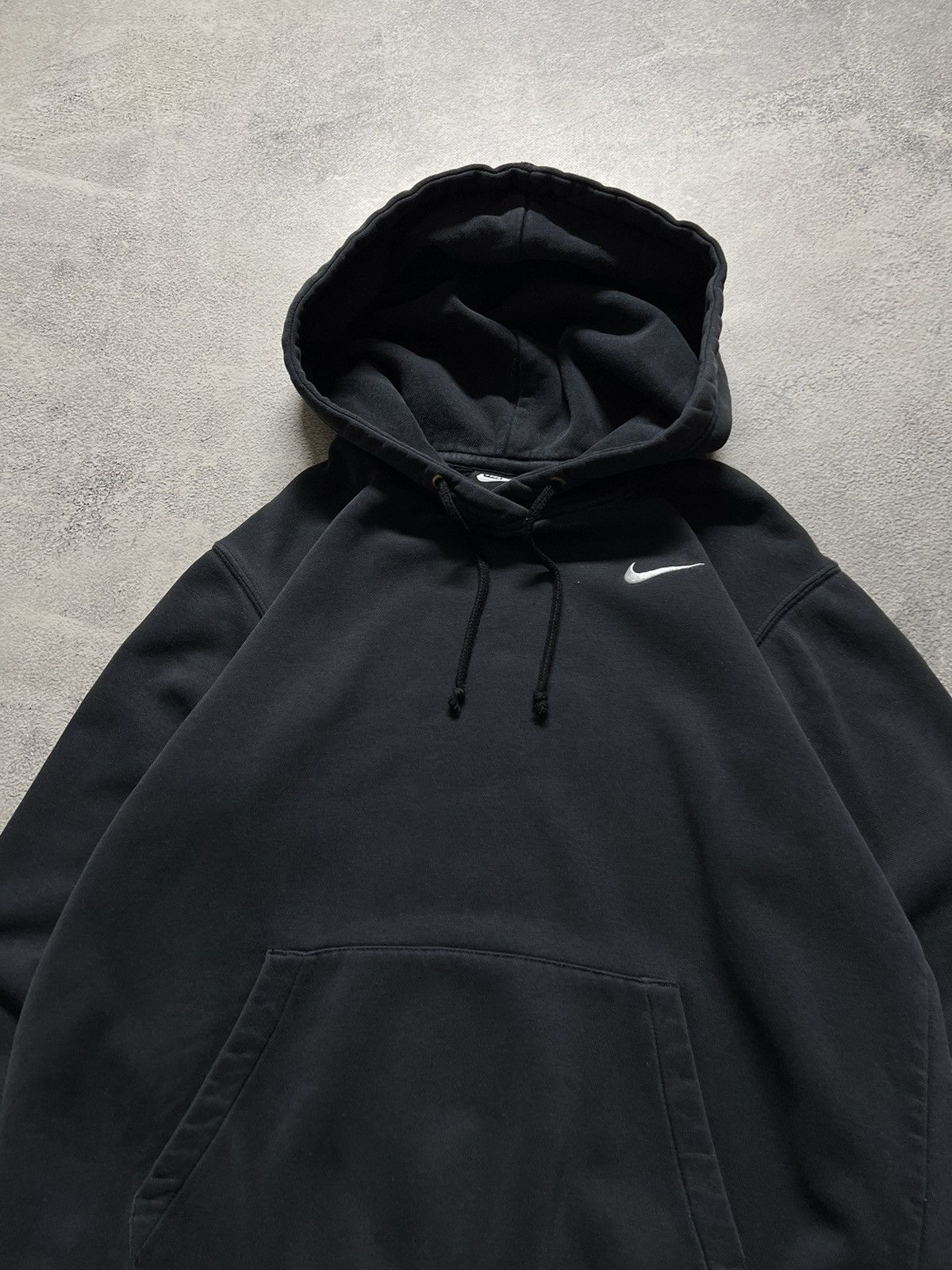 Nike × Vintage Vintage Y2k Nike 🖤 Faded Mini Swoosh Blank Basic Hoodie Size US S / EU 44-46 / 1 - 6 Thumbnail