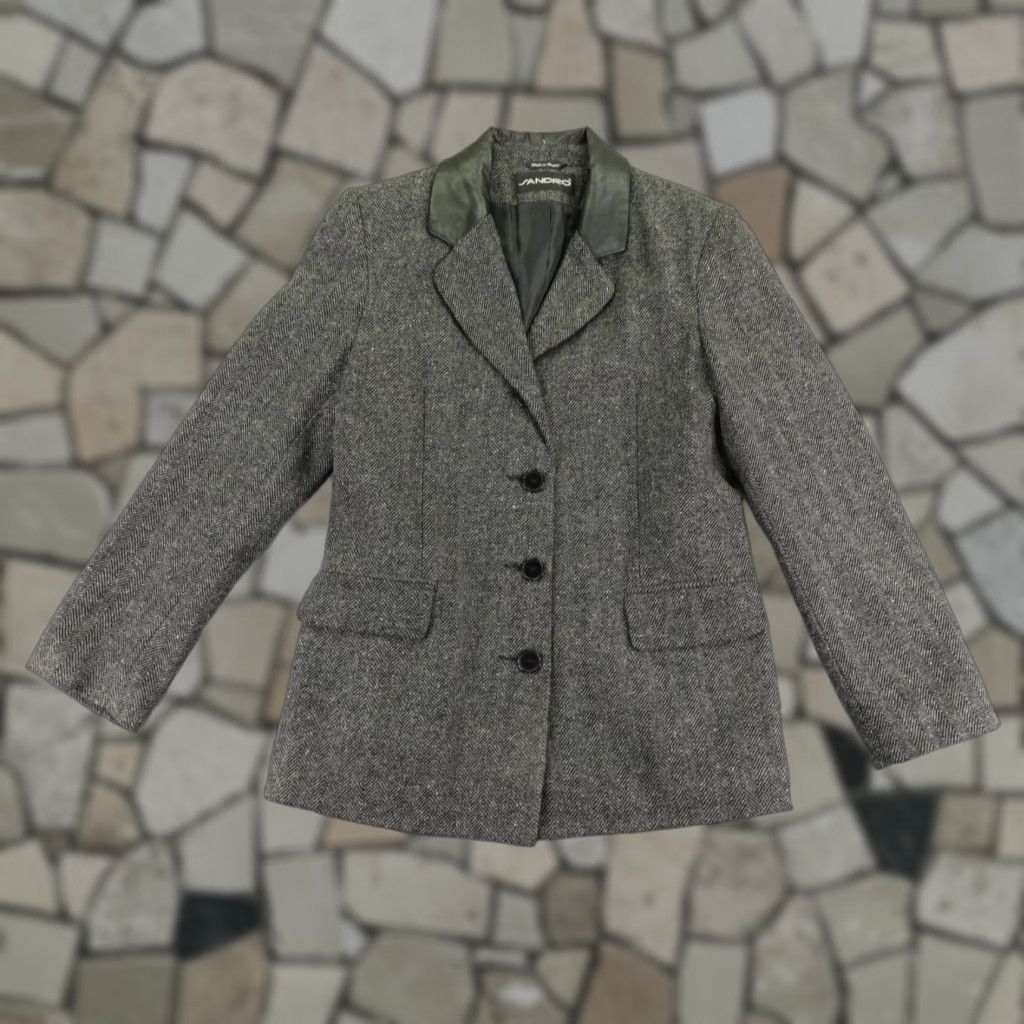 Sandro Sandro Jacket Blazer Womens 8 Gray Herringbone Wool Lined Button Up Overcoat Jacket Blazer Size M / US 6-8 / IT 42-44 - 1 Thumbnail