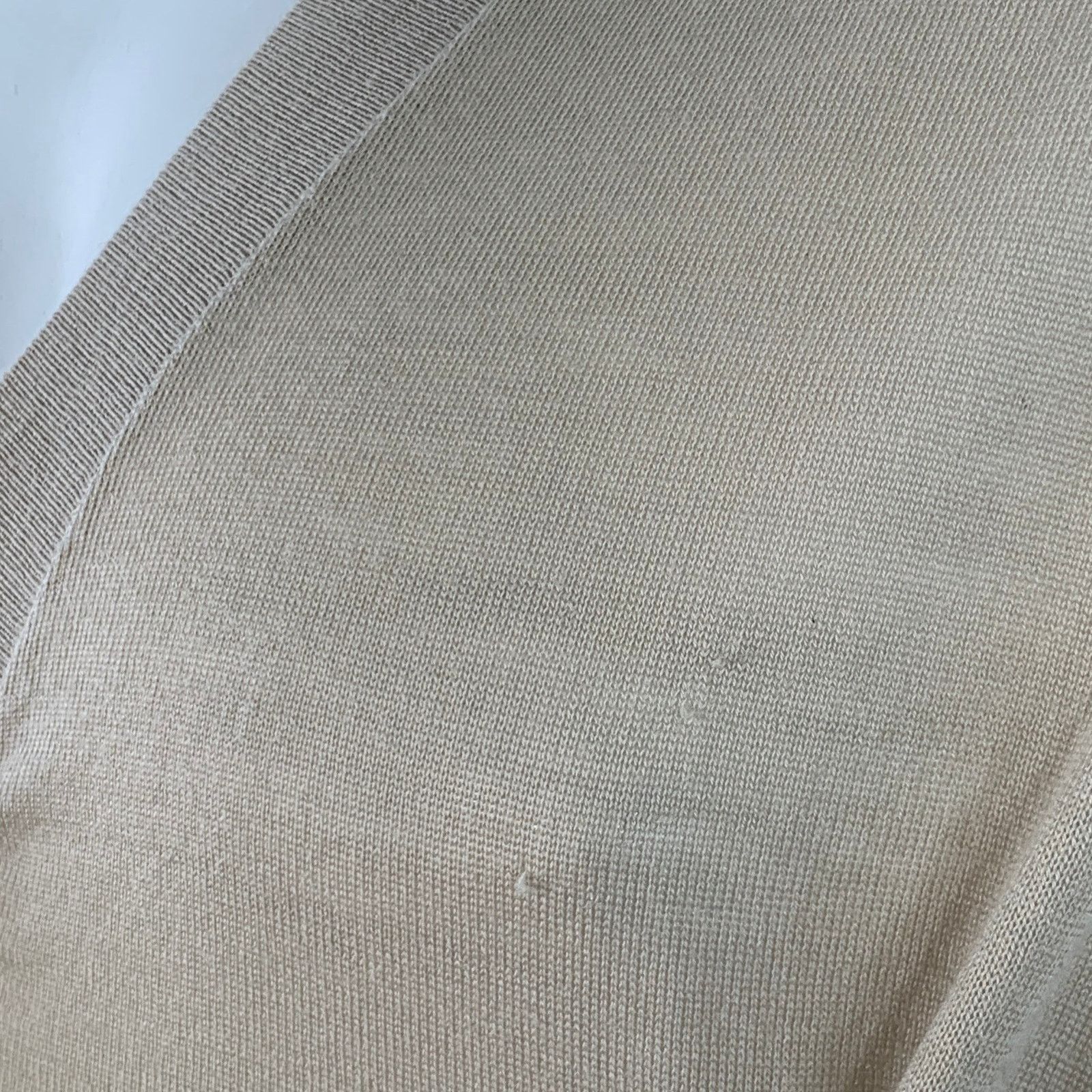 Prada PRADA Size L Beige Virgin Wool Sheer Knit V-Neck Cardigan Size US L / EU 52-54 / 3 - 4 Thumbnail