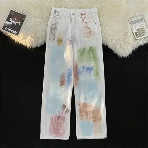 Jean Colorful Graffiti Straight Jeans Size US 32 / EU 48 - 1 Thumbnail
