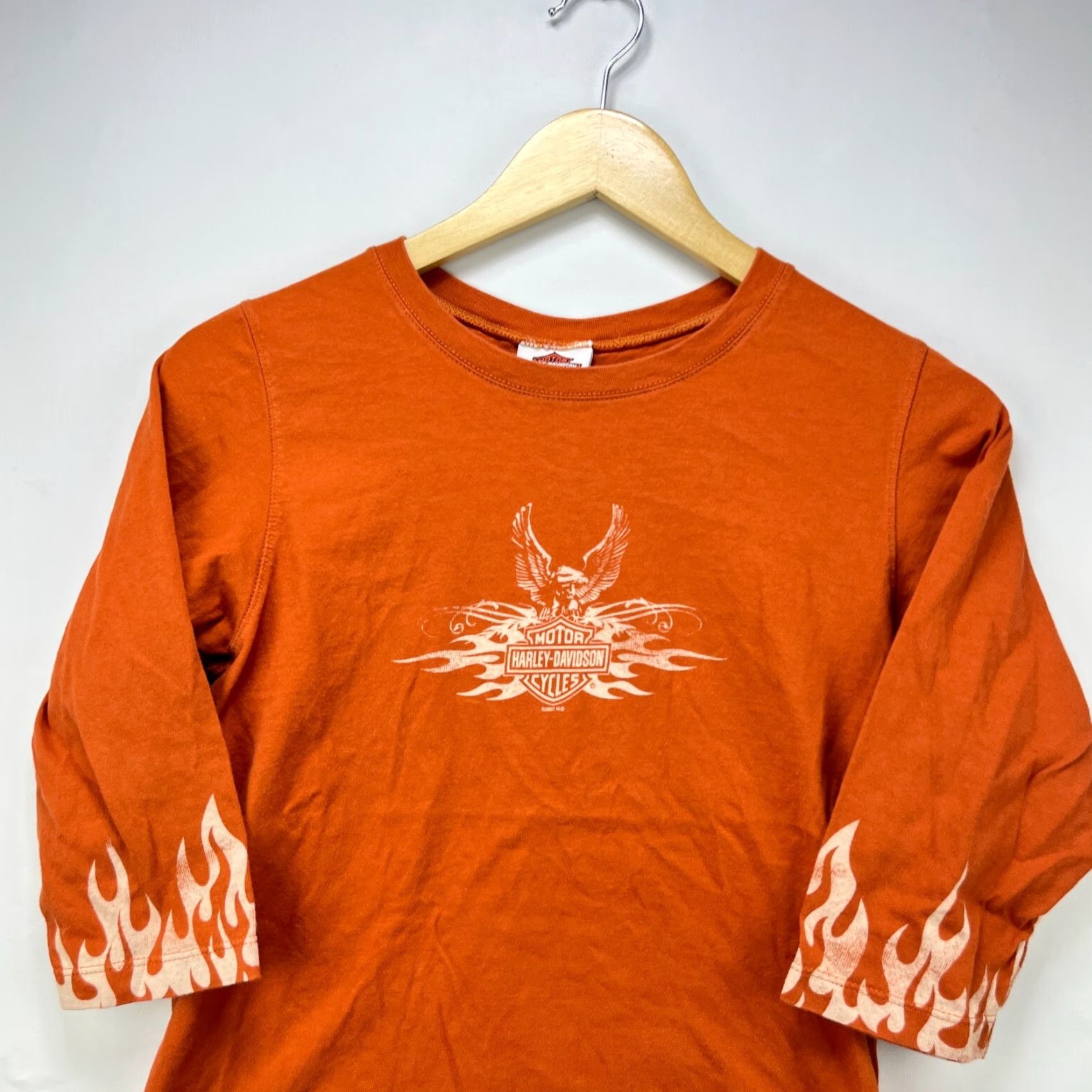 Harley Davidson VINTAGE Harley-Davidson Flames T-Shirt Womens M Orange 90s Size M / US 6-8 / IT 42-44 - 2 Thumbnail