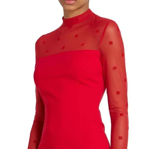 Givenchy GIVENCHY MOCK NECK TUBINO VERMILLION DRESS - NEW WITH TAGS Size XXS / US 00 / IT 34 - 4 Thumbnail