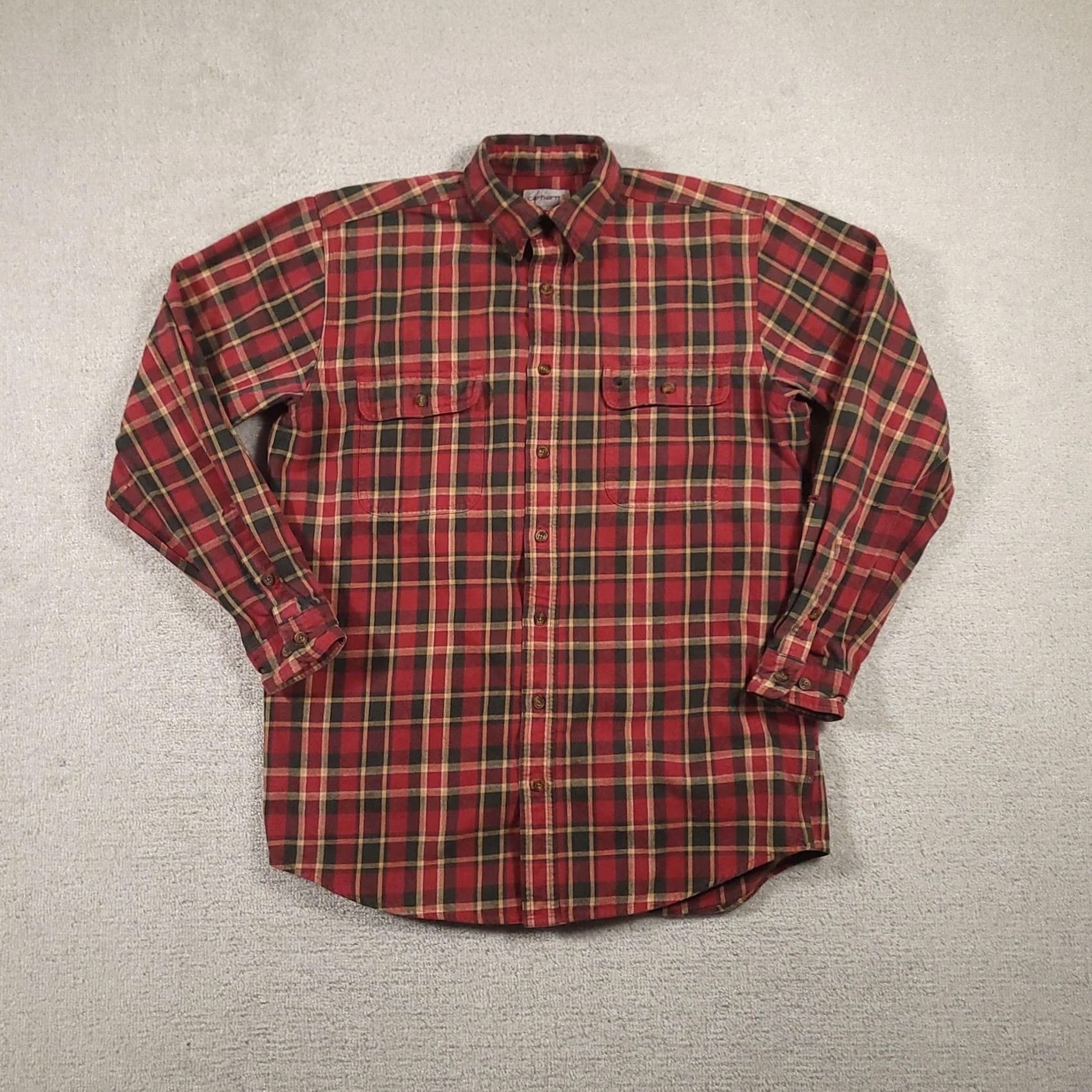 Carhartt VINTAGE Carhartt Shirt Mens LT Red Plaid Flannel Long Sleeve Button Front Size US L / EU 52-54 / 3 - 2 Thumbnail