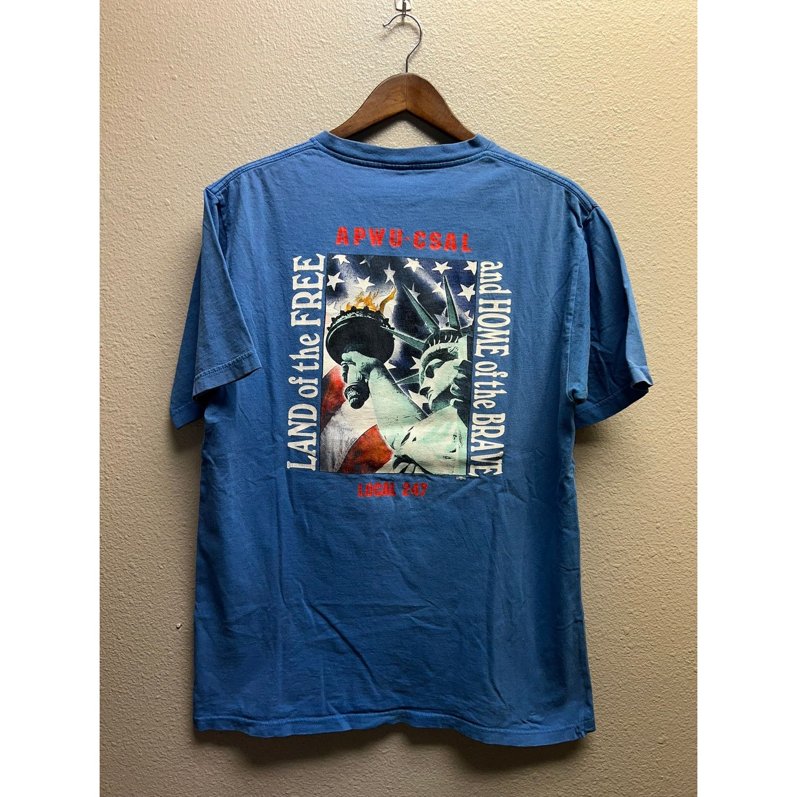 Vintage Vinage Union Line Shirt Lady Liberty Local 247 Blue Tee L Size US L / EU 52-54 / 3 - 6 Thumbnail