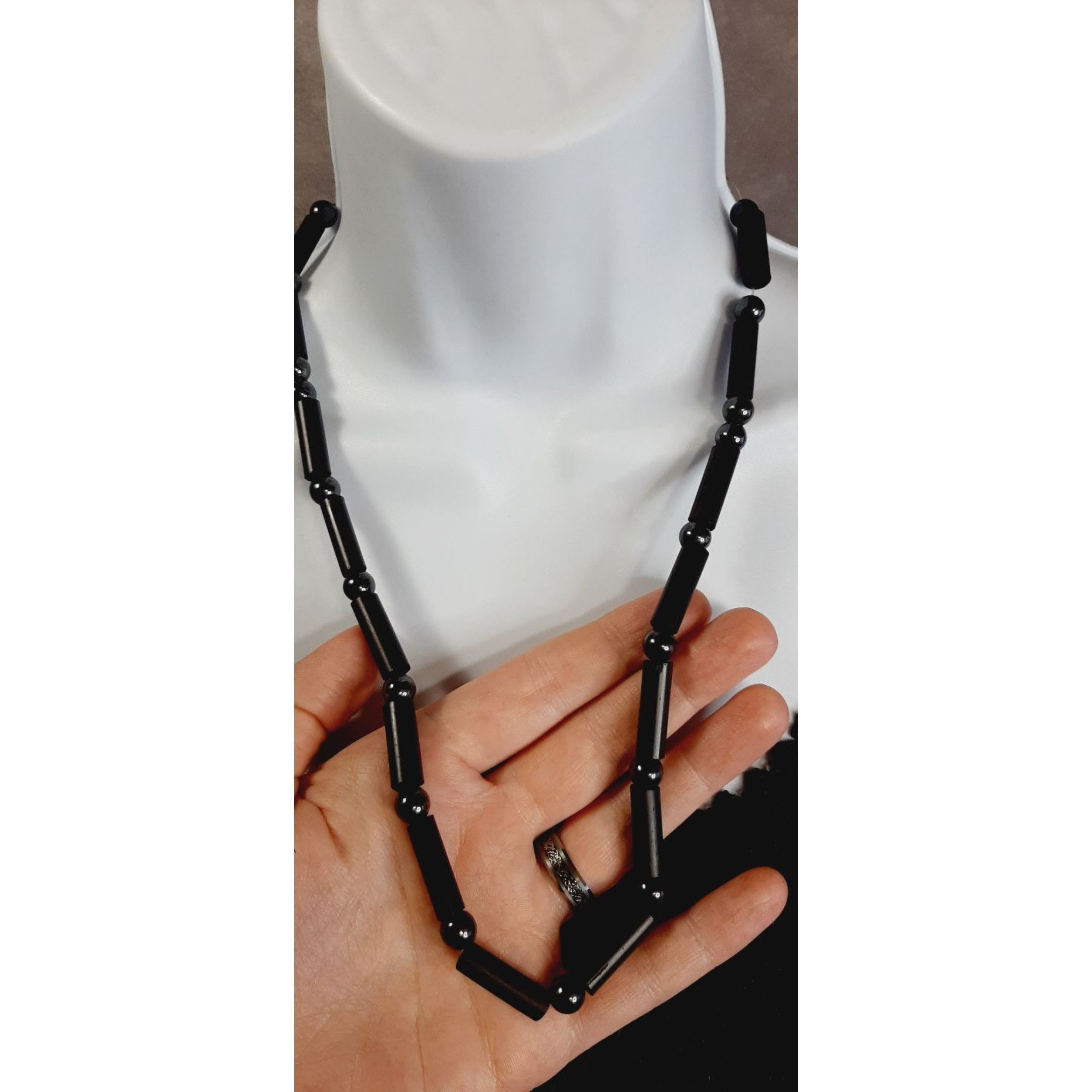 Other Boho Chic Dyed Wood And Hematite Beaded Necklace Size ONE SIZE - 2 Thumbnail