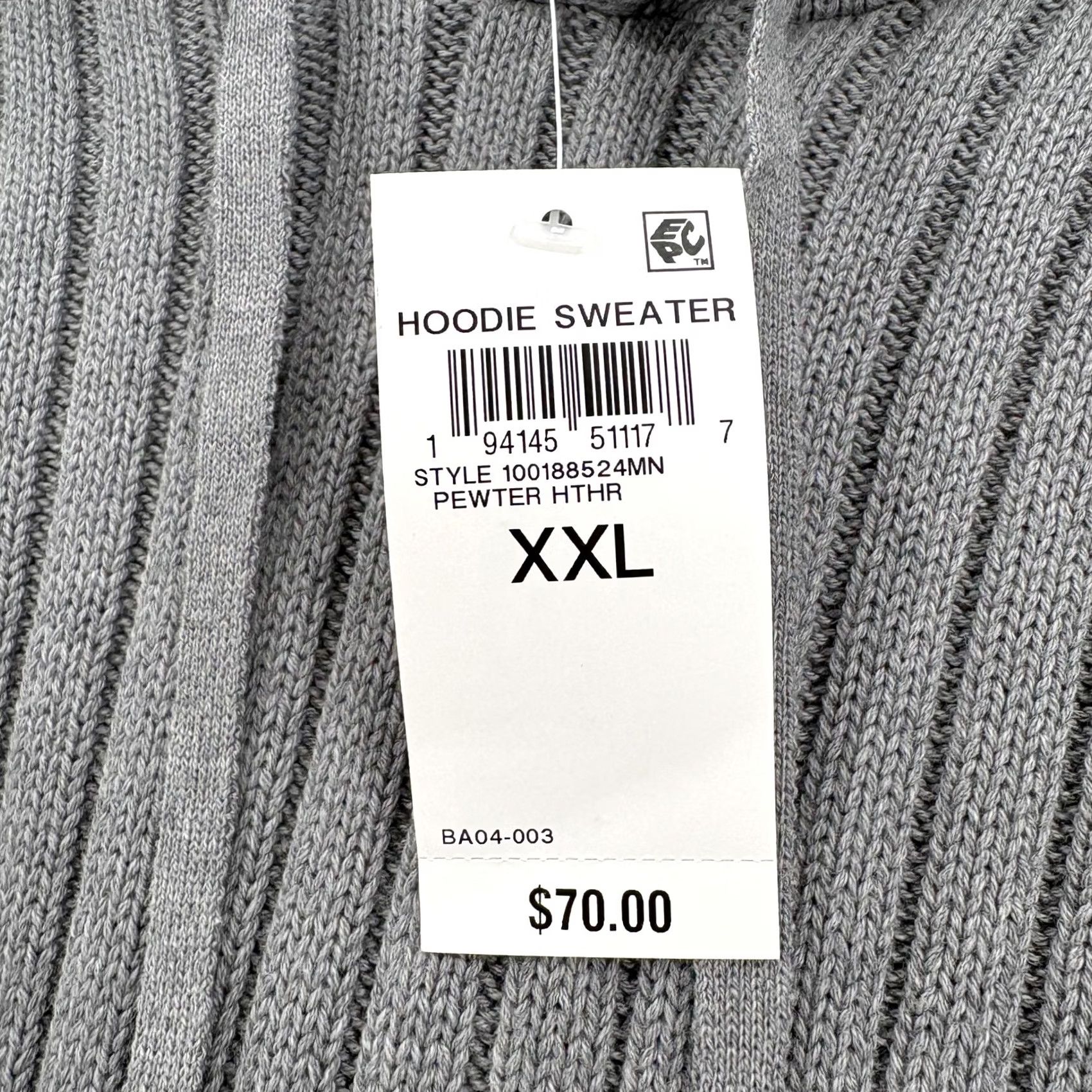 Vintage Sun + Stone Sweater Mens 2XL Gray 100% Cotton Ribbed Knit Hooded Pullover NWT Size US XXL / EU 58 / 5 - 5 Thumbnail