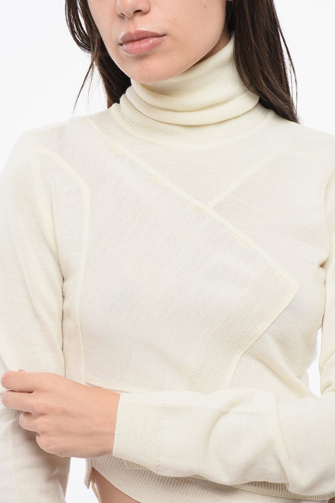 Maison Margiela og1mm0825 Virgin Wool Blend Turtleneck Sweater in Beige Size L / US 10 / IT 46 - 3 Thumbnail