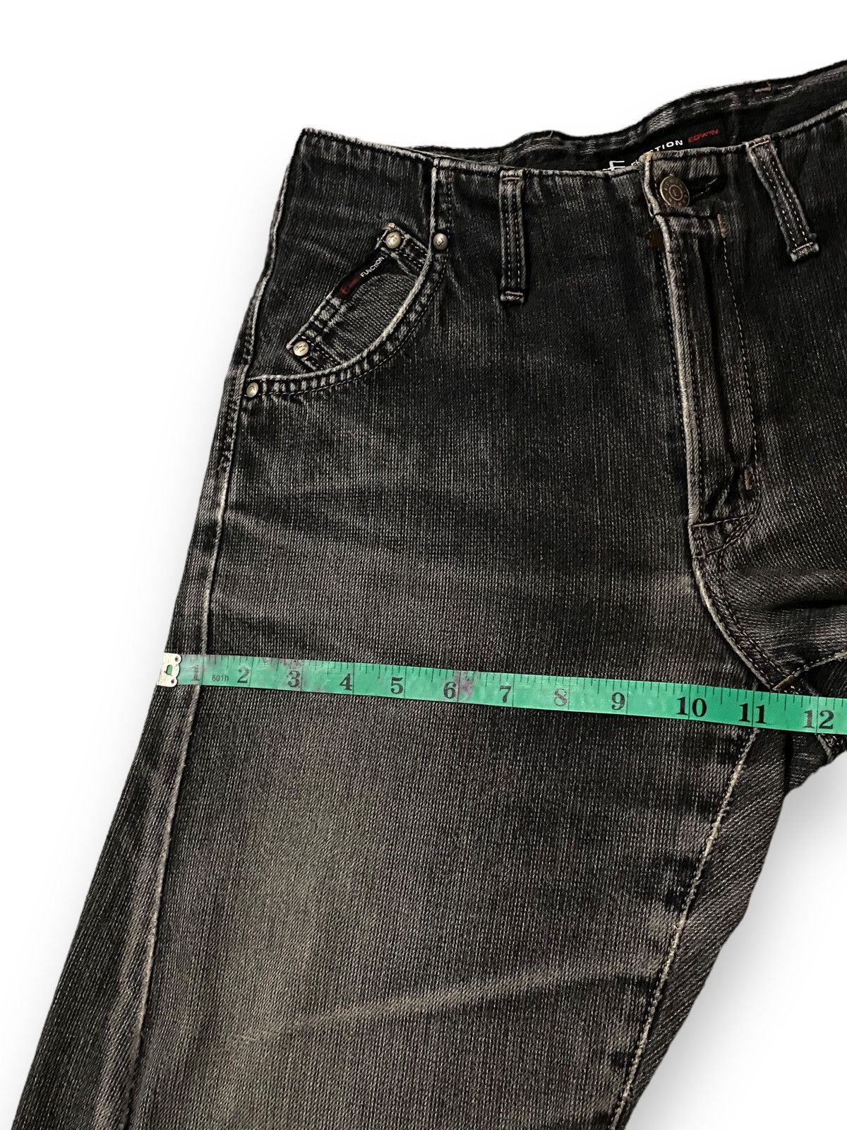 Edwin × Japanese Brand × Le Grande Bleu (L.G.B.) Vintage Edwin E Function Black Faded Curved Leg Jeans Pants Size US 31 - 15 Thumbnail