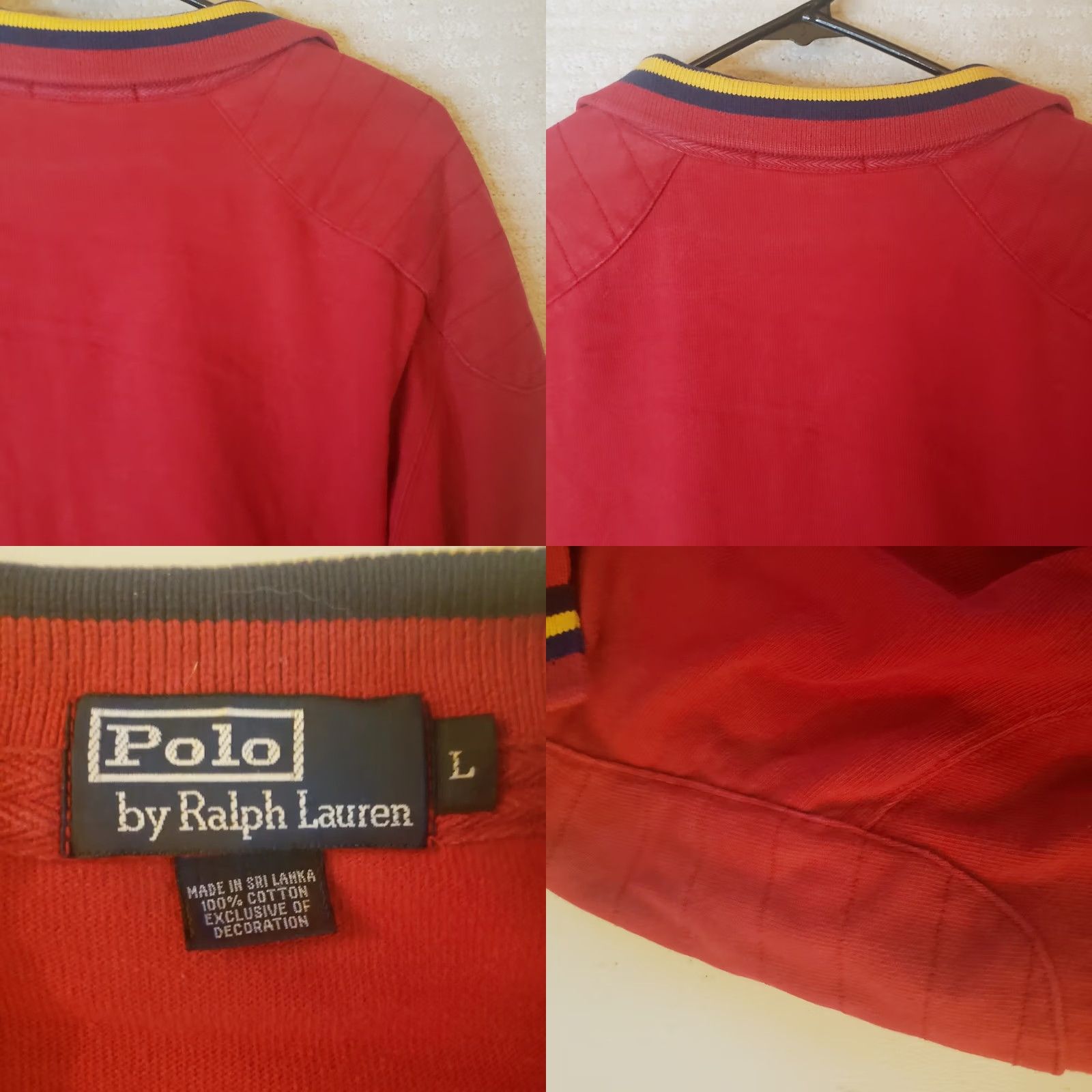 Polo Ralph Lauren Ralph Lauren Polo Shirt Mens L Red Long Sleeve Rugby Logo Embroidered Elbow Shoulder Pads Polo Shirt Red Mens L Size US L / EU 52-54 / 3 - 10 Thumbnail