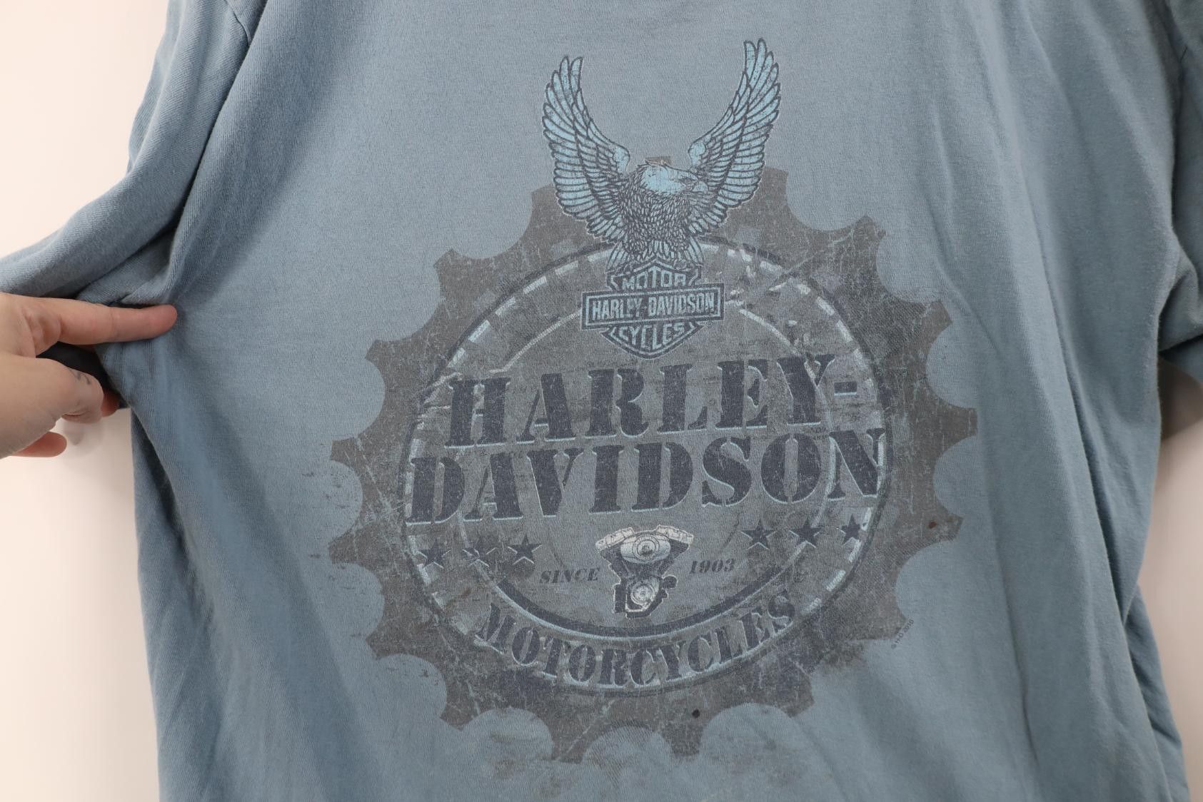 Harley Davidson Vintage Y2K Harley Davidson Eagle Engine Gear T-Shirt Blue Size US L / EU 52-54 / 3 - 4 Thumbnail