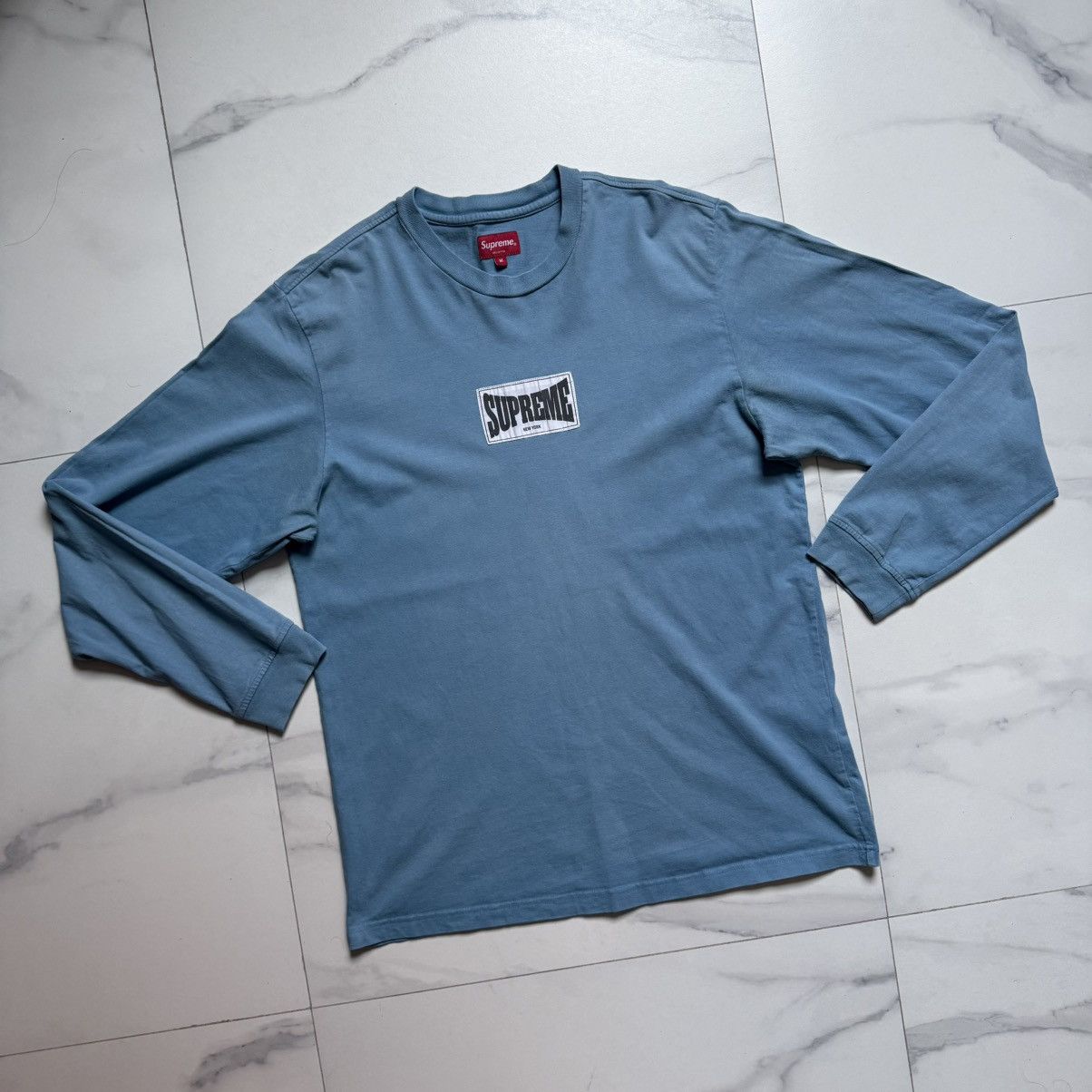 Supreme Supreme Woven Label L/S Top Slate FW20 Size US M / EU 48-50 / 2 - 3 Thumbnail
