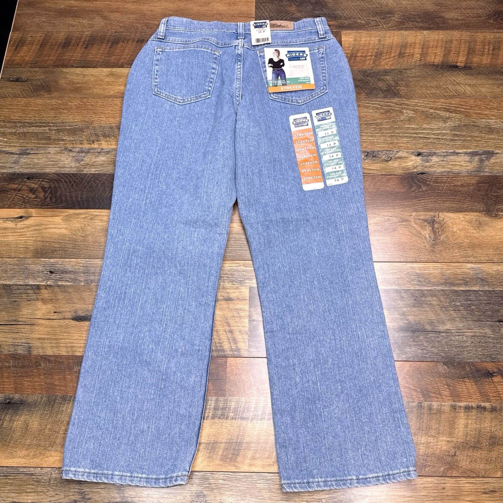 Vintage VINTAGE Riders Jeans 14 Petite Mid Rise Stretch 26.5in Inseam Denim Blue 5-Pocket 3 Button Zip Cotton Spandex Women Size 36" / US 14 / IT 50 - 3 Thumbnail