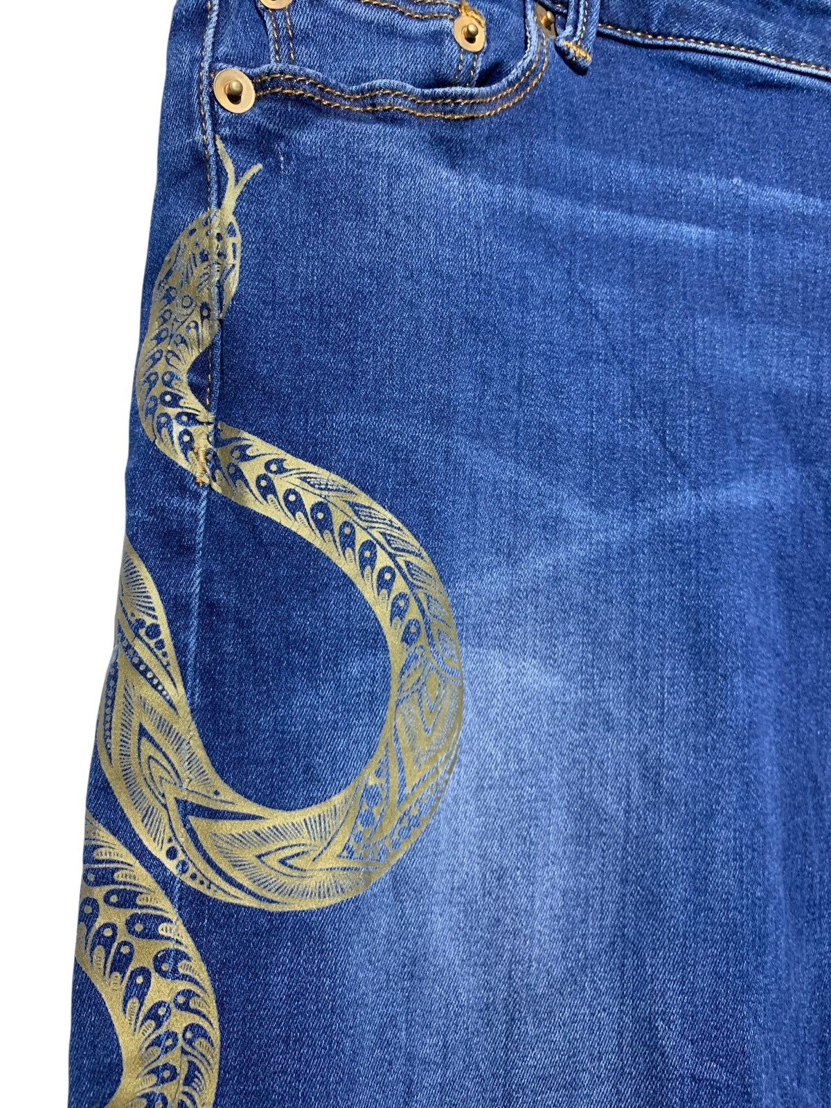 Roberto Cavalli Roberto Cavalli gold snake skinny denim jeans Size 30" / US 8 / IT 44 - 4 Thumbnail