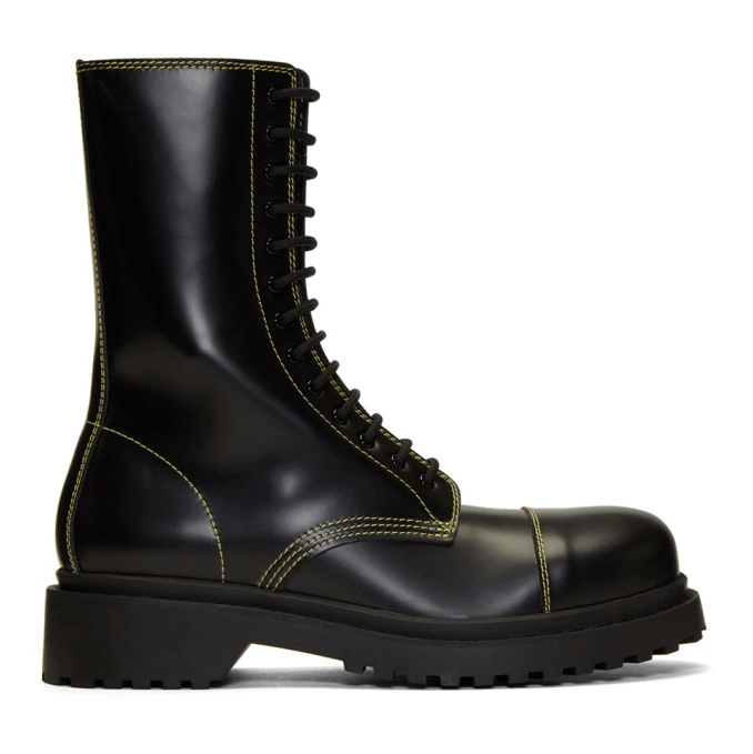 Balenciaga Black Leather Lace Up Combat Boots Size 7/40 Size US 7 / EU 40 - 1 Thumbnail