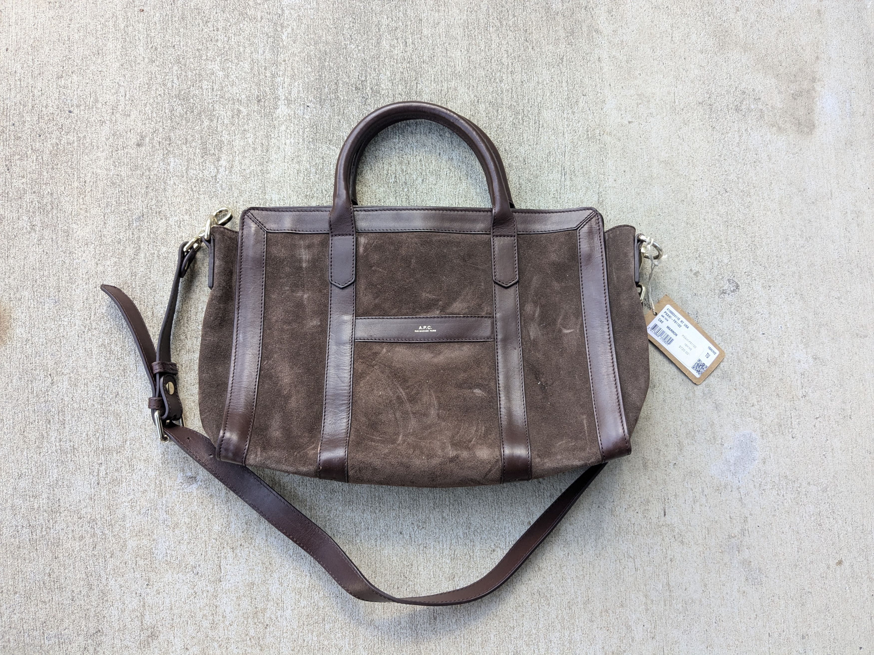 A.P.C. Bag Brown Suede Leather