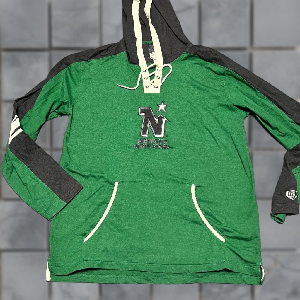 VINTAGE Minnesota North Stars Hoodie Mens XL Old Time Hockey Green Shirt NHL