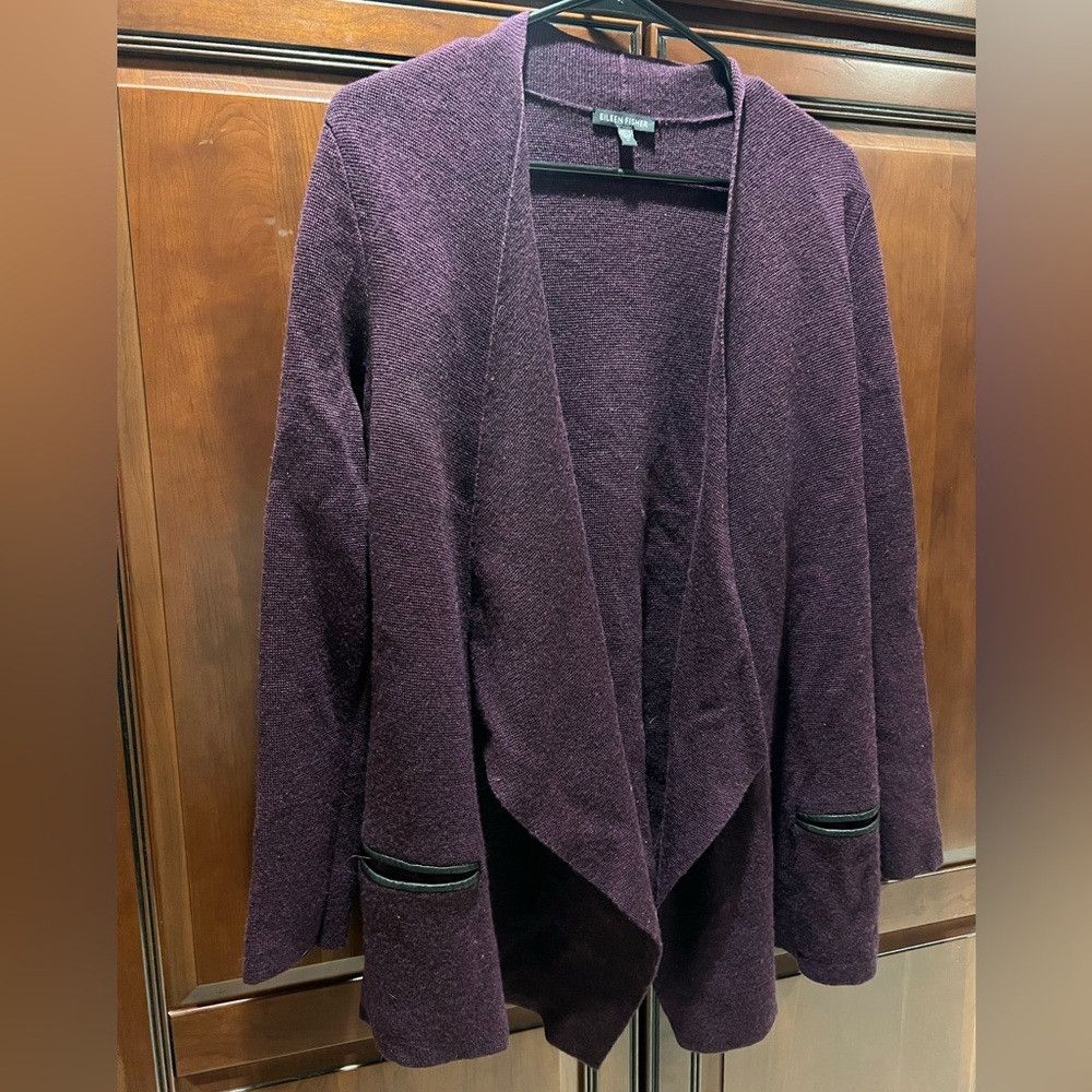Eileen Fisher Eileen Fisher Purple Plum Open Front Cardigan - S Size S / US 4 / IT 40 - 2 Thumbnail