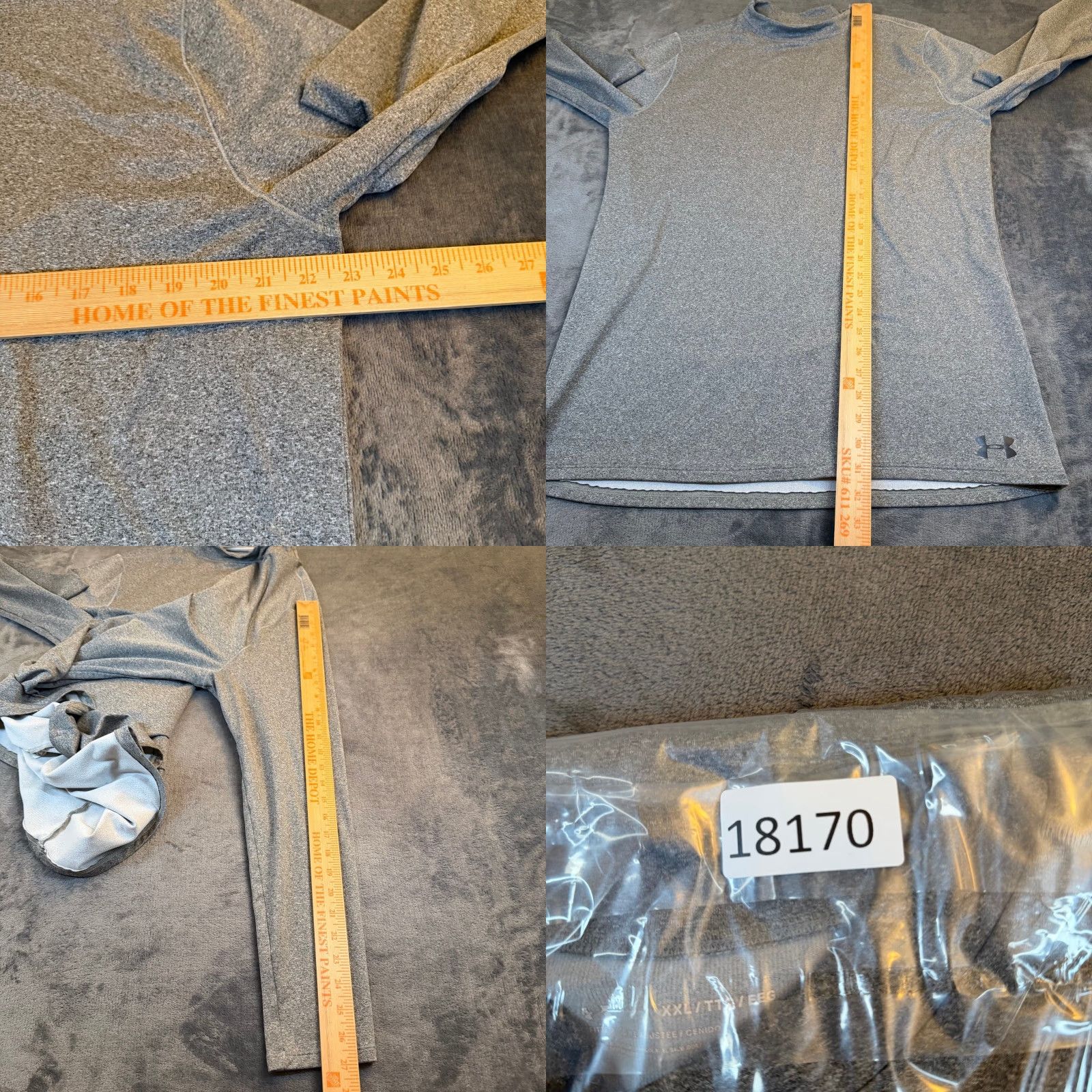 Under Armour Under Armour ColdGear Mock Neck Mens XXL Base Layer Gray Heathered Long Sleeve Shirt Size US XXL / EU 58 / 5 - 8 Thumbnail