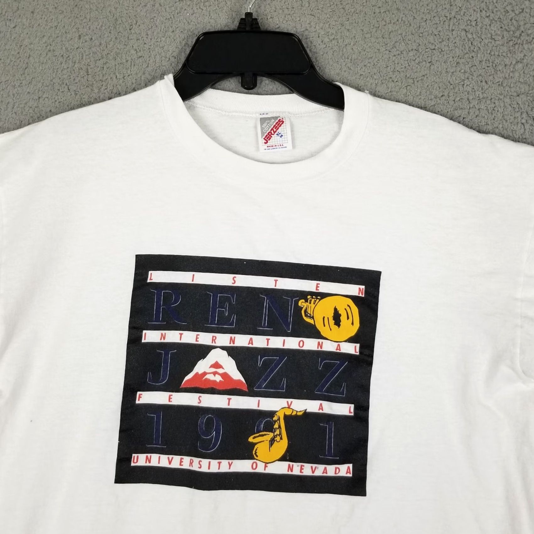 Jerzees University of Nevada Reno Shirt Men XL Jazz Festival 1991 Music Single Stitch Size US XL / EU 56 / 4 - 3 Thumbnail