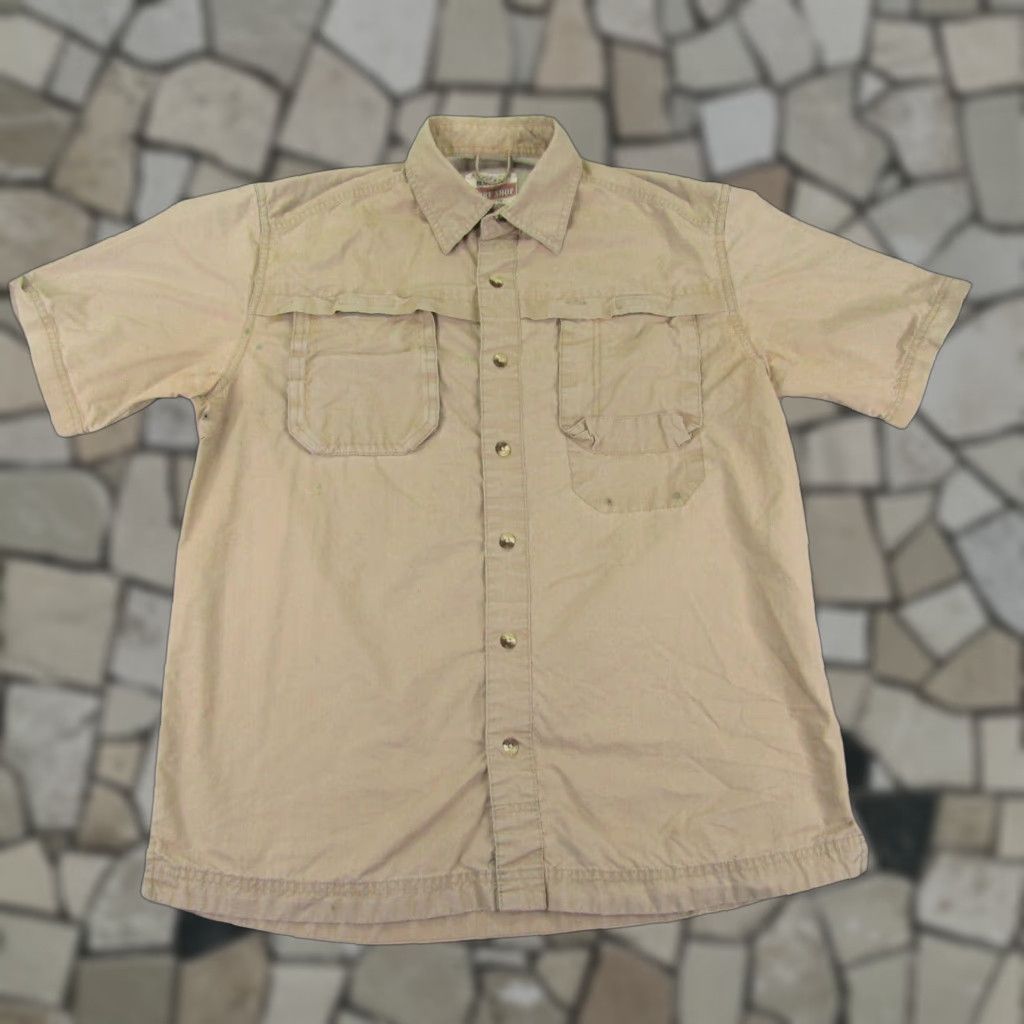 Eddie Bauer Eddie Bauer Sport Shop Button-Up Shirt Mens M Khaki Tan Beige Cotton Blend Short Sleeve Collared Pocket Outdoor Size US M / EU 48-50 / 2 - 1 Thumbnail