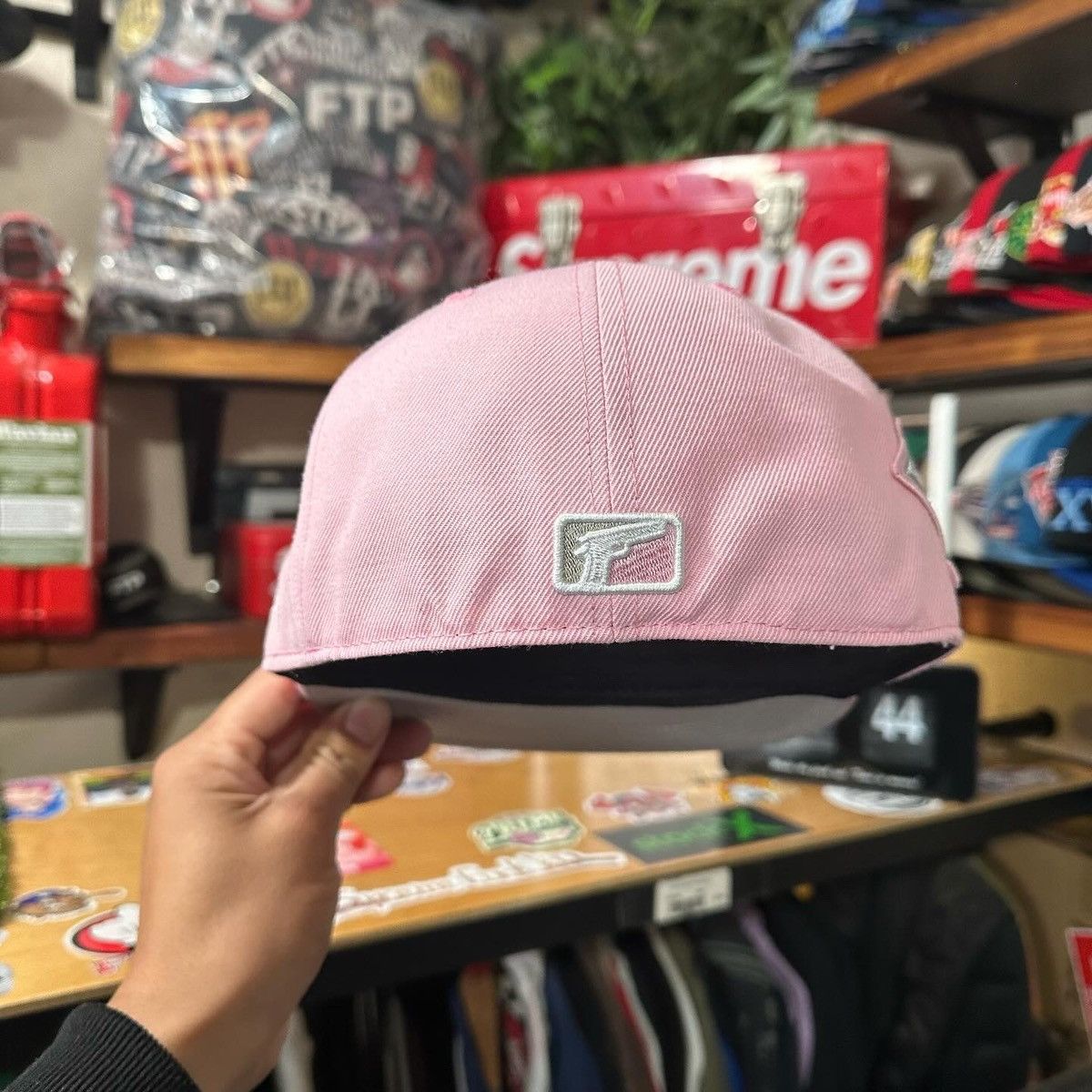 Fuck The Population FTP BLING F LOGO FITTED HAT (PINK) Size ONE SIZE - 3 Thumbnail