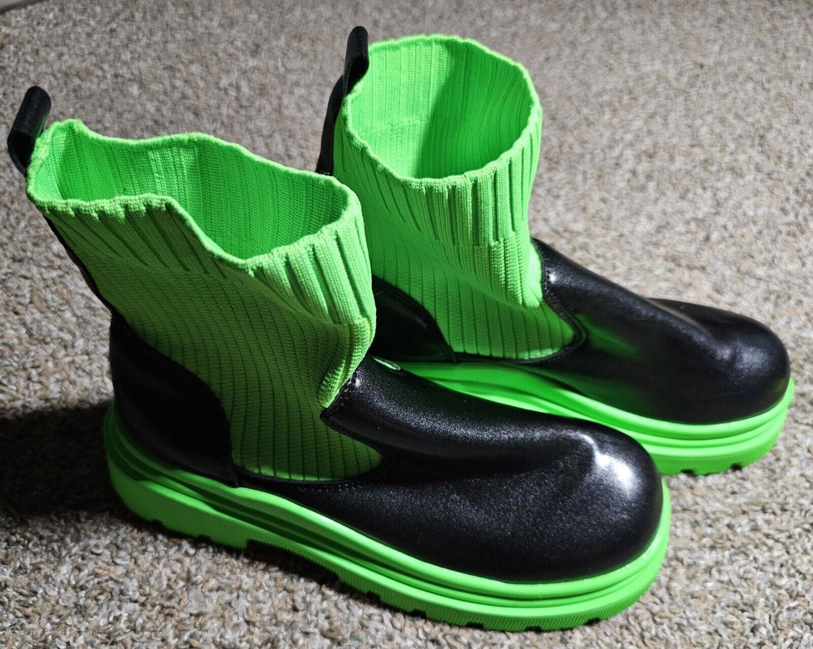Designer size 40 black Bright green gothic boots Size US 9.5 / IT 39.5 - 2 Thumbnail