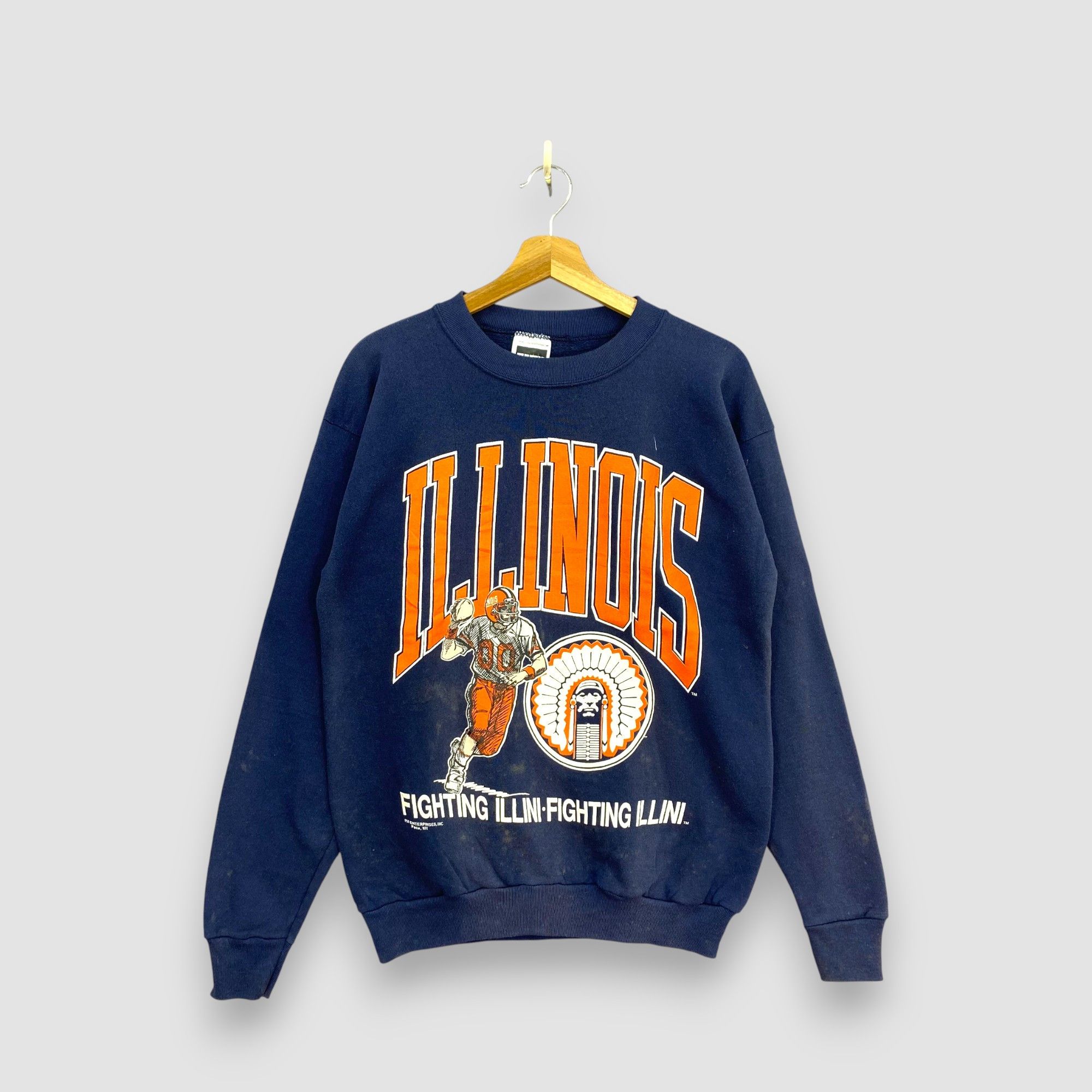 Vintage Vintage 90s NCAA Fighting Illini Sweatshirt Illinois USA Size US L / EU 52-54 / 3 - 1 Thumbnail