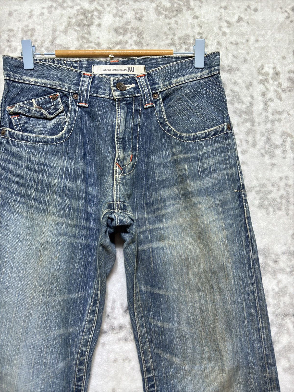 Edwin Vintage Edwin 401XV Muddy Wash Flared Distressed Jeans Size US 29 - 5 Thumbnail