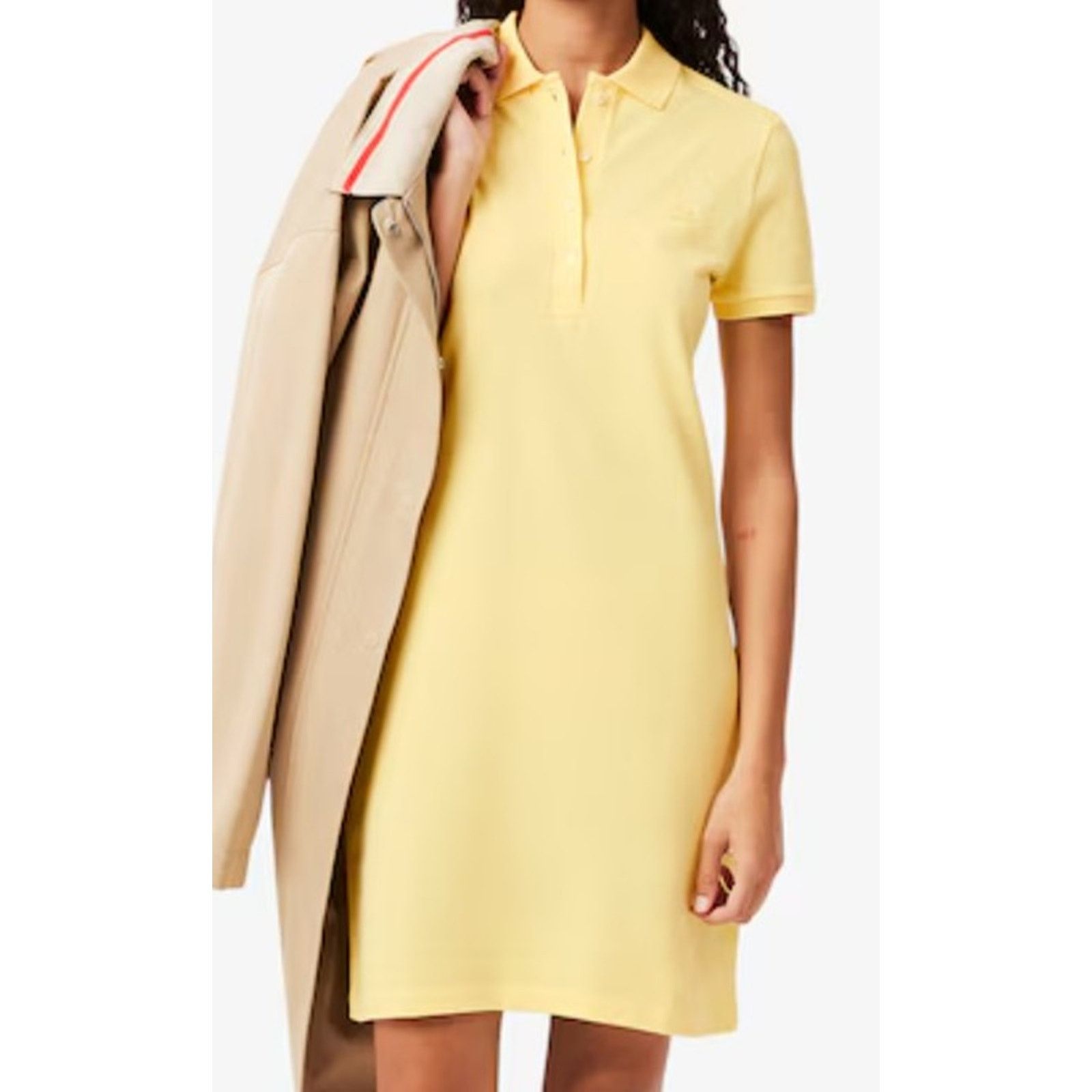 Lacoste Lacoste Women's Short Sleeve Slim Fit Stretch Dress Yellow 6 Size M / US 6-8 / IT 42-44 - 1 Thumbnail