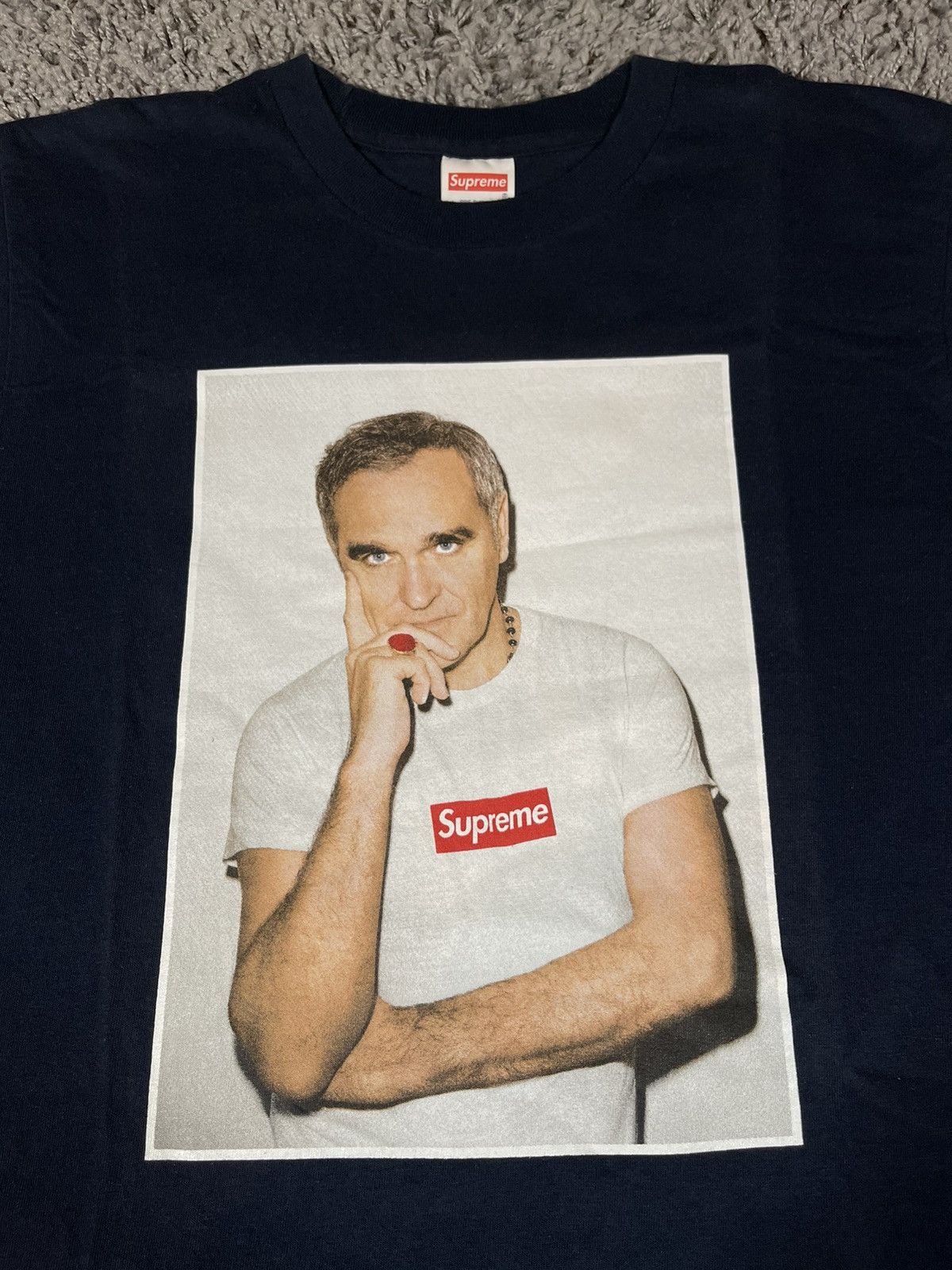 Supreme 2016SS Supreme Morrissey Photo Tee Navy Blue Size US M / EU 48-50 / 2 - 2 Thumbnail