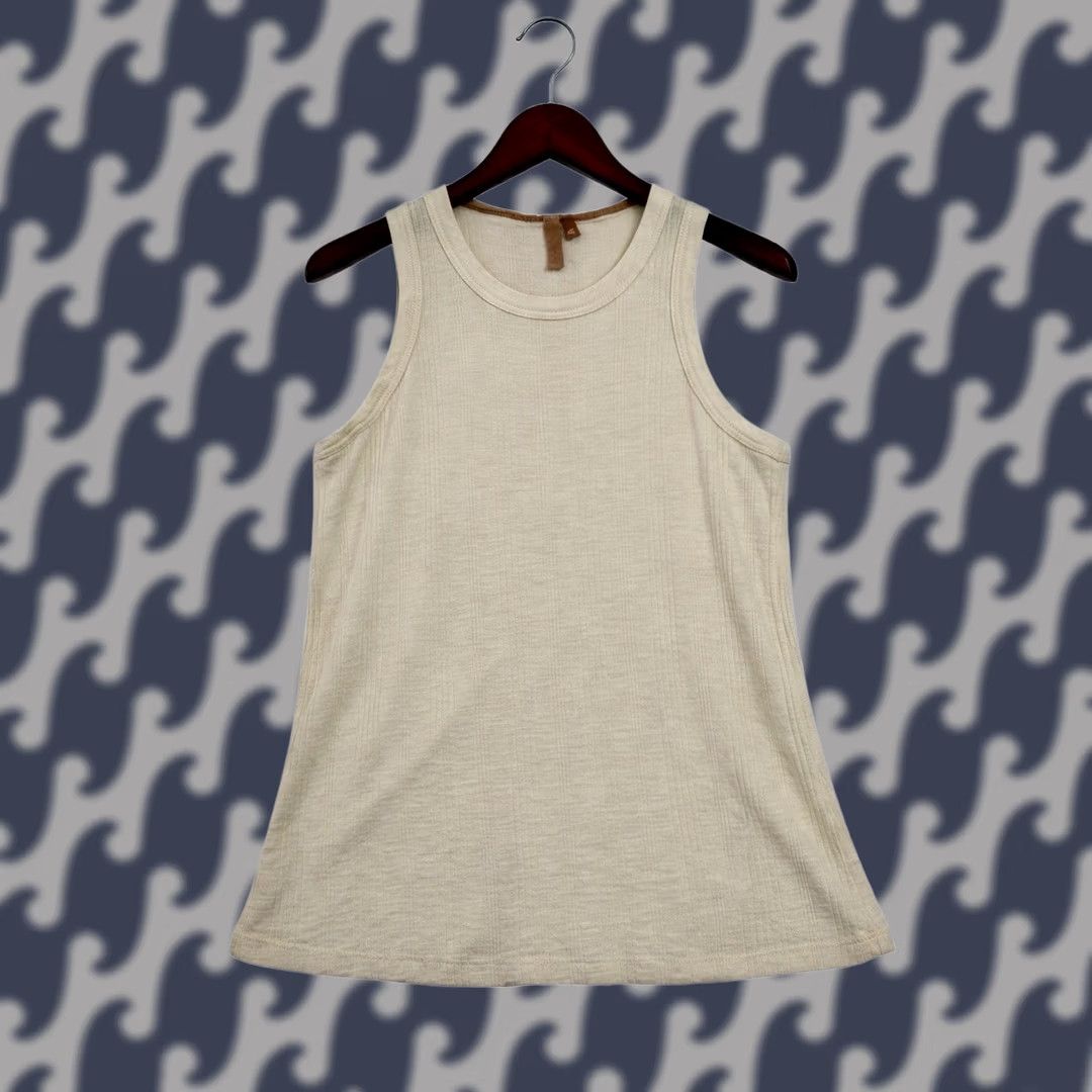 Anthropologie Anthropologie Pilcro Womens Cream Rib Knit Sleeveless Top Cotton Modal Tank Shirt Size L / US 10 / IT 46 - 1 Thumbnail